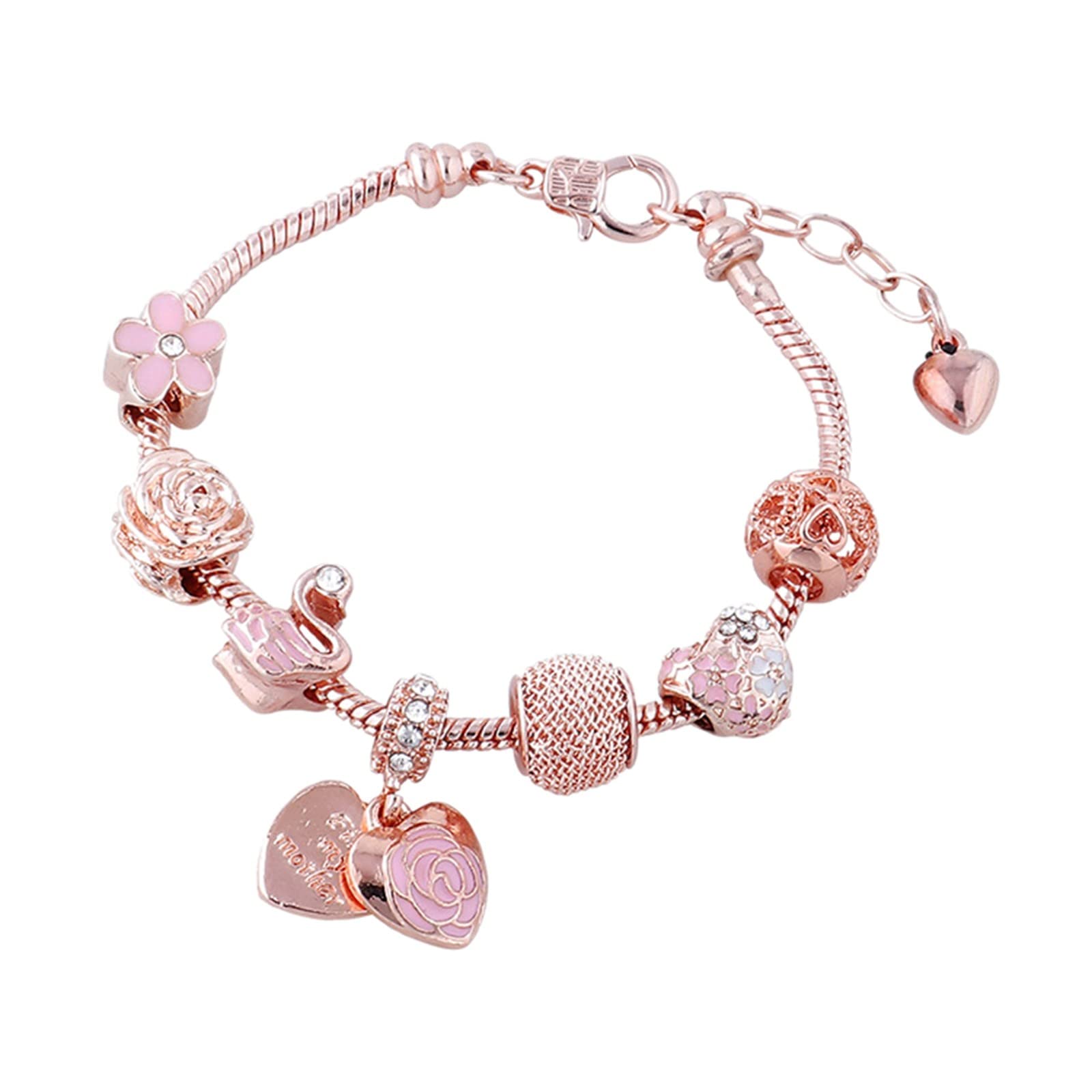 Rose Gold Rhinestone Crystal Flower Charm Bracelet with Thin Digital Watch - Elegant Fashion Jewelry for Women, Perfect for Parties, Weddings & Daily Wear