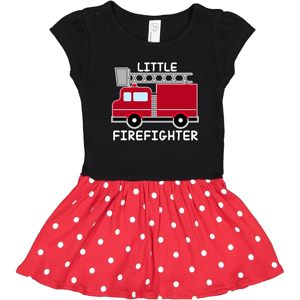 Inktastic Red Fire Little Firefighter Toddler Dress - Cute Firefighter Themed Outfit for Kids, Birthday Party, Halloween Costume & Everyday Wear
