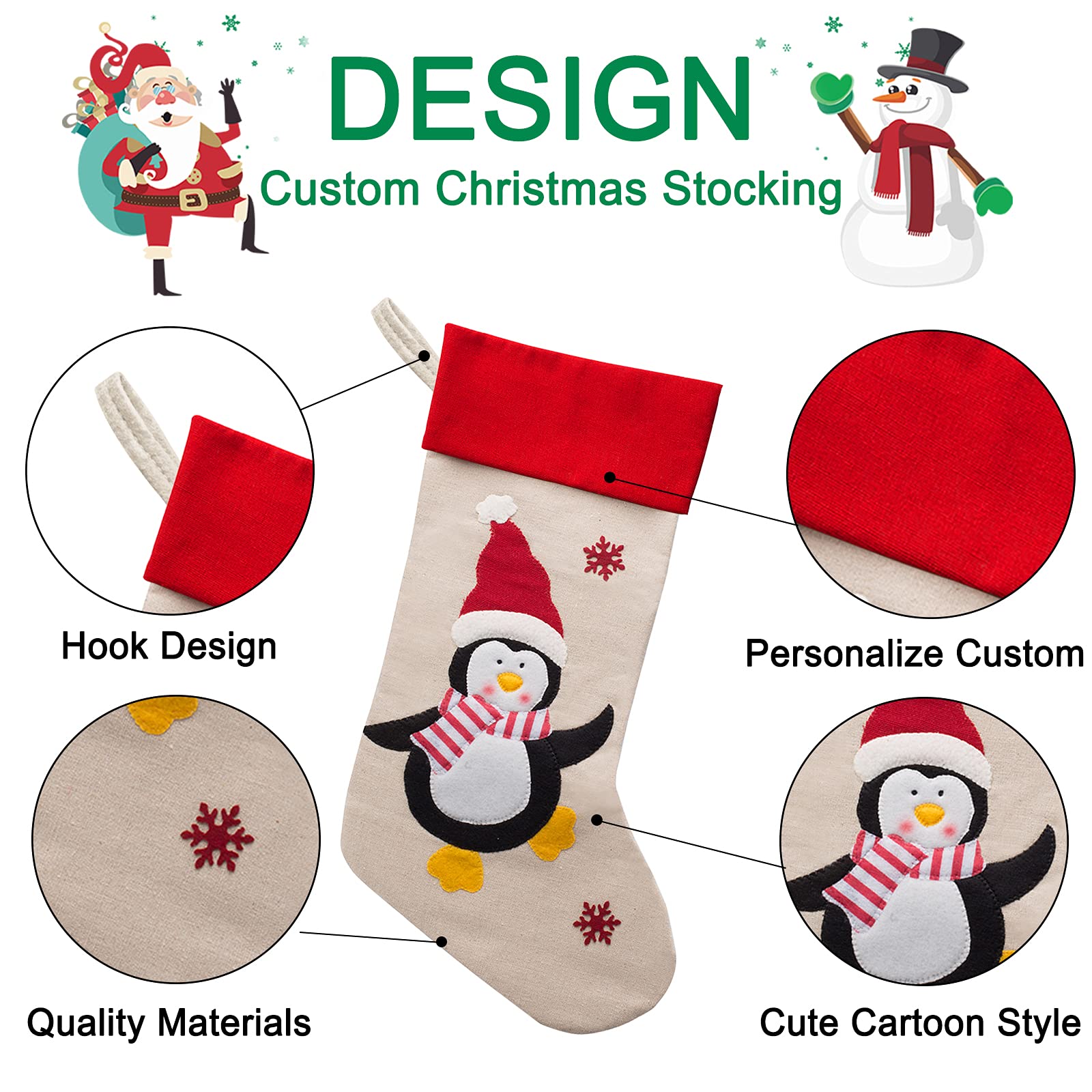Personalized Christmas Stockings Set of 7 with Custom Names - Festive Family Holiday Decorations for Fireplace Mantel, Gift Exchange & Cozy Home Decor (7 Pack)