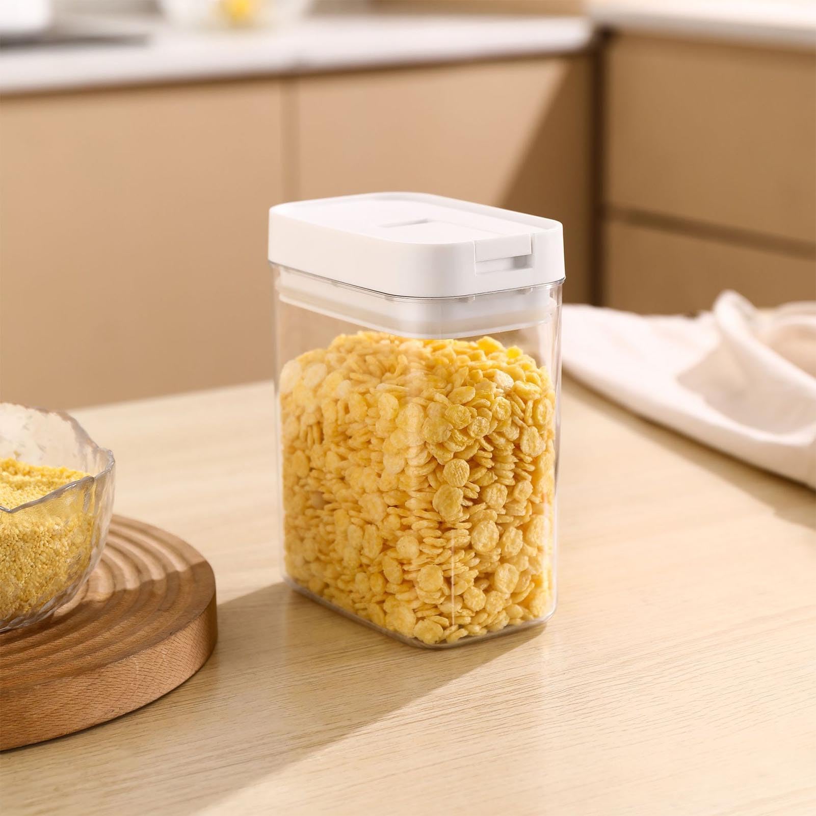 Airtight Cereal Storage Containers with Lids - BPA-Free Plastic Food Storage for Pantry Organization - Clear Kitchen Containers for Cereal, Flour, Sugar, Snacks & Dry Goods - Perfect for Home, Office & Dorm Use