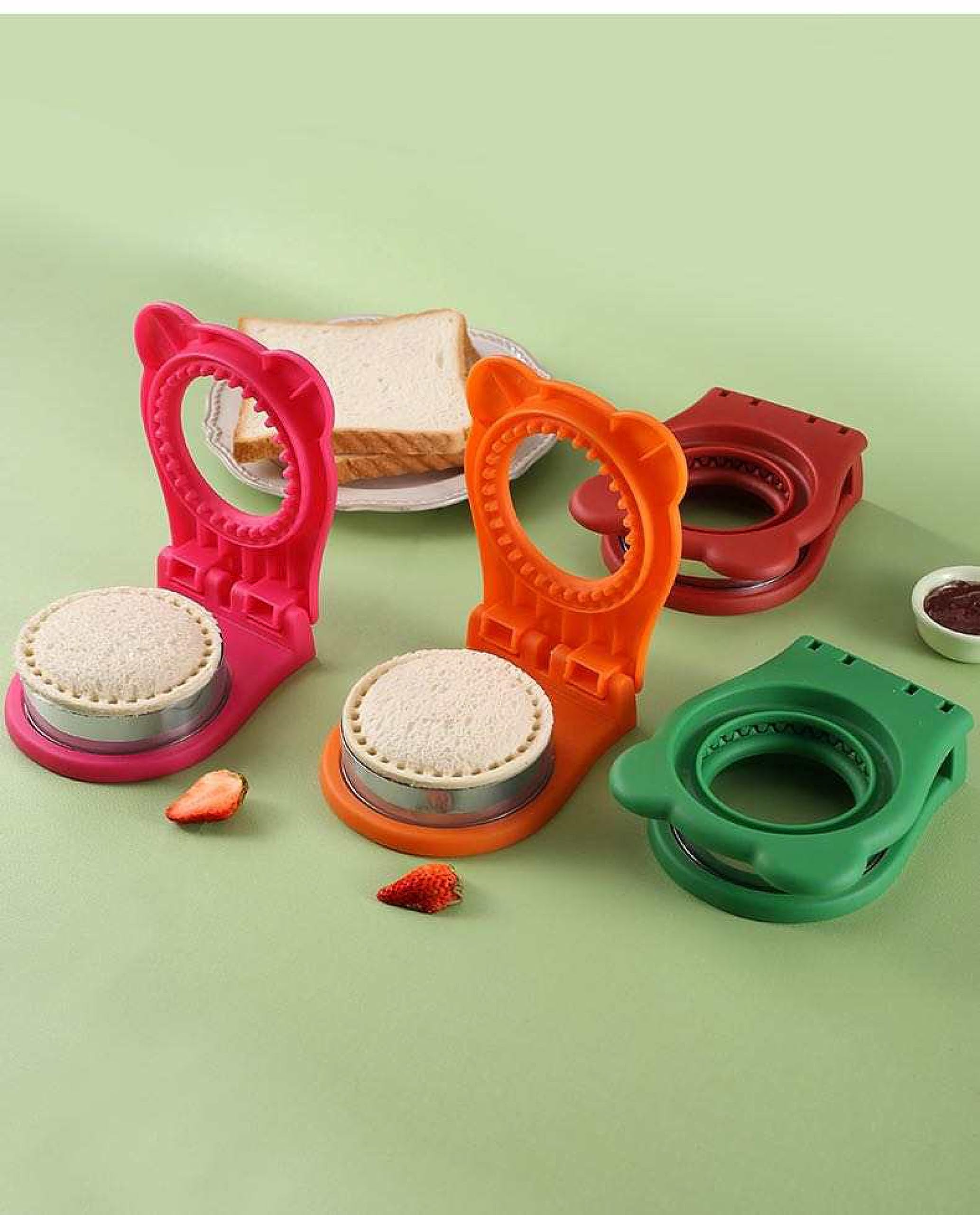 Stainless Steel Uncrustable Sandwich Maker for Kids - Bread Cutter & Sealer with Cleaning Brush & 12 Silicone Cupcake Liners (Orange) | Perfect for School Lunches, Picnics & Quick Snacks