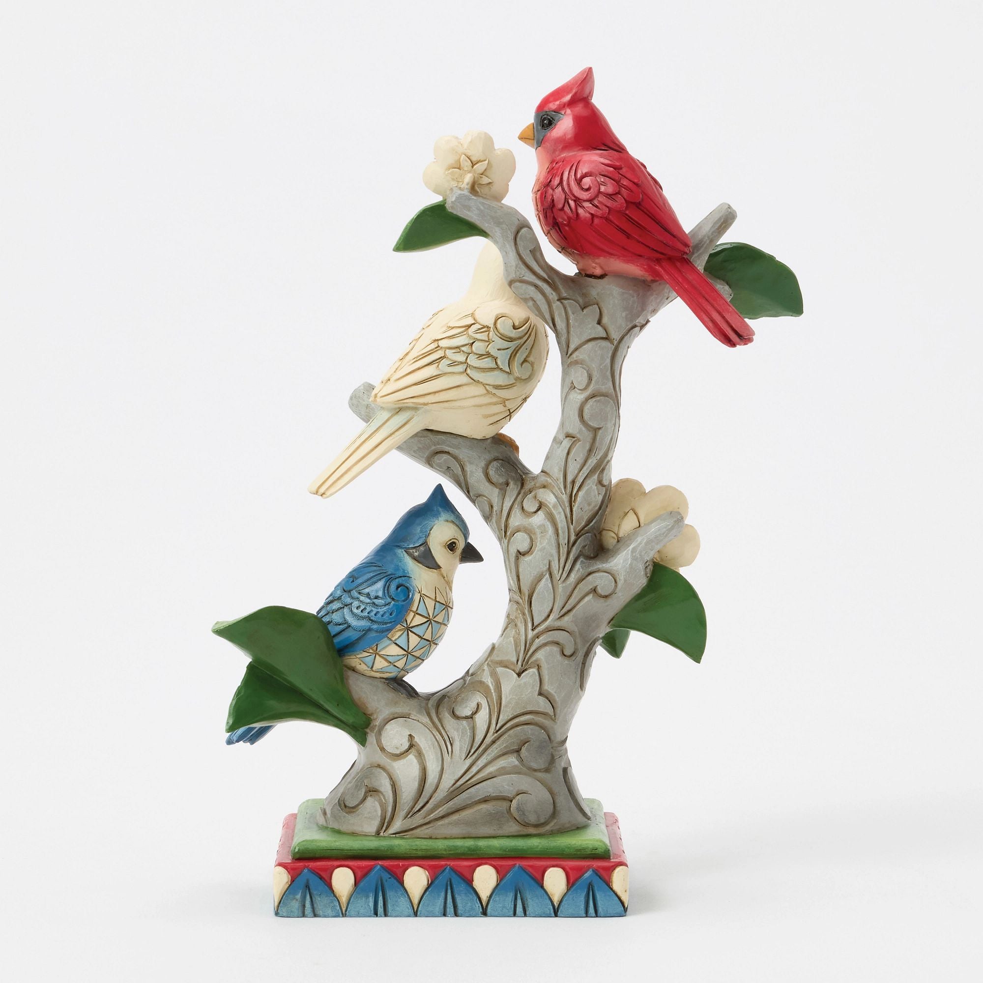 American Patriotic Birds in Tree - Handmade Wooden Decor for Home, Office & Garden - Perfect for 4th of July, Memorial Day & Patriotic Holidays