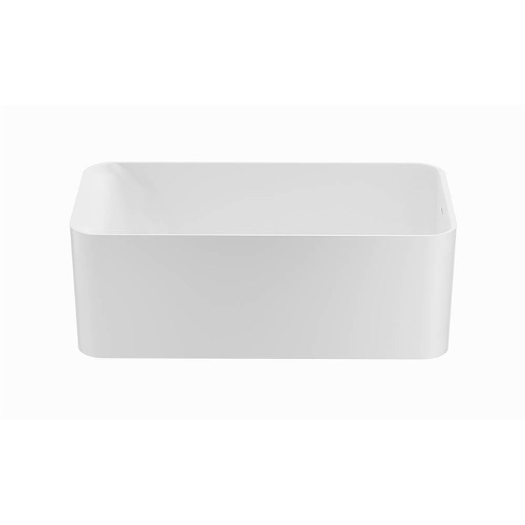 59 x 30 Inch Freestanding Air Tub Almaza - Gloss White Rectangular Bathtub with Off-Center Drain for Modern Bathroom & Spa Relaxation