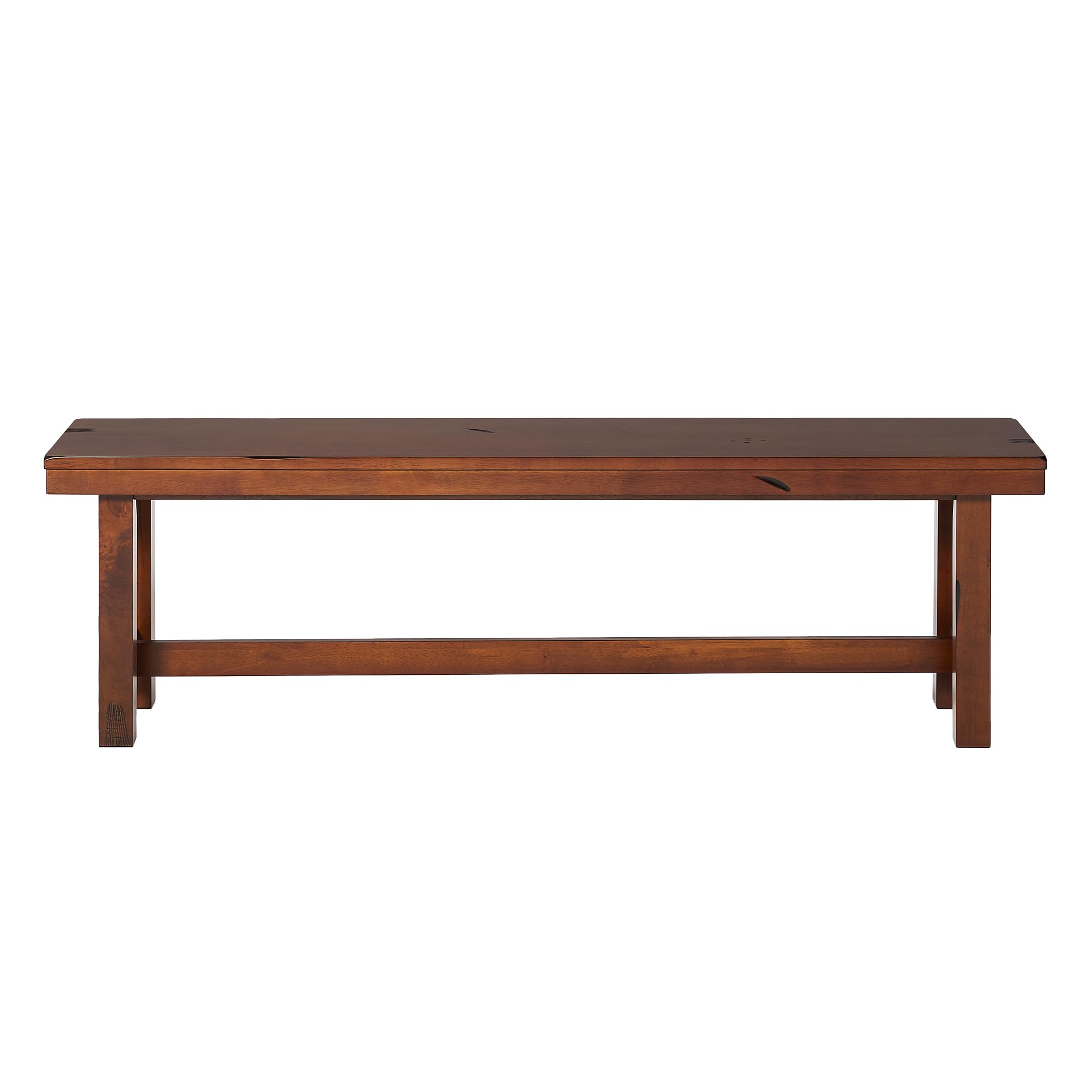 Rustic Farmhouse Wood Distressed Dining Bench - 60 Inch Kitchen Table Bench Seat for 3 - Brown Oak Finish - Perfect for Farmhouse Kitchens, Dining Rooms & Breakfast Nooks