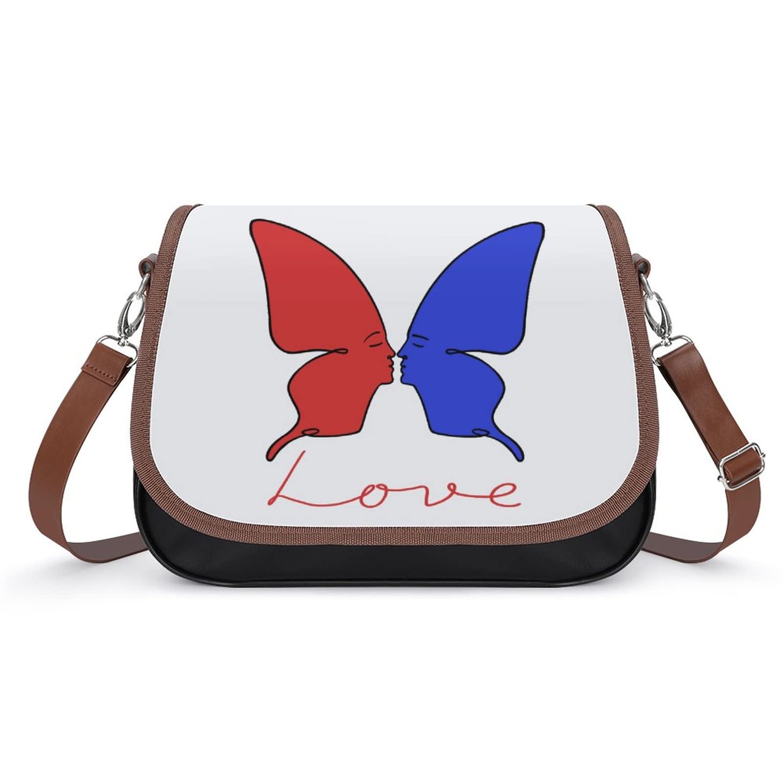 Stylish Printed Leather Crossbody Bags for Women - Fashion Shoulder Messenger Satchel with Butterfly Kiss Design | Perfect for Work, Travel & Everyday Use