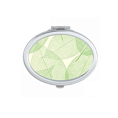 DIYthinker Green White Leaves Pattern Portable Folding Mirror - Double-Sided Handheld Makeup Mirror for Travel, Home, and Office Use