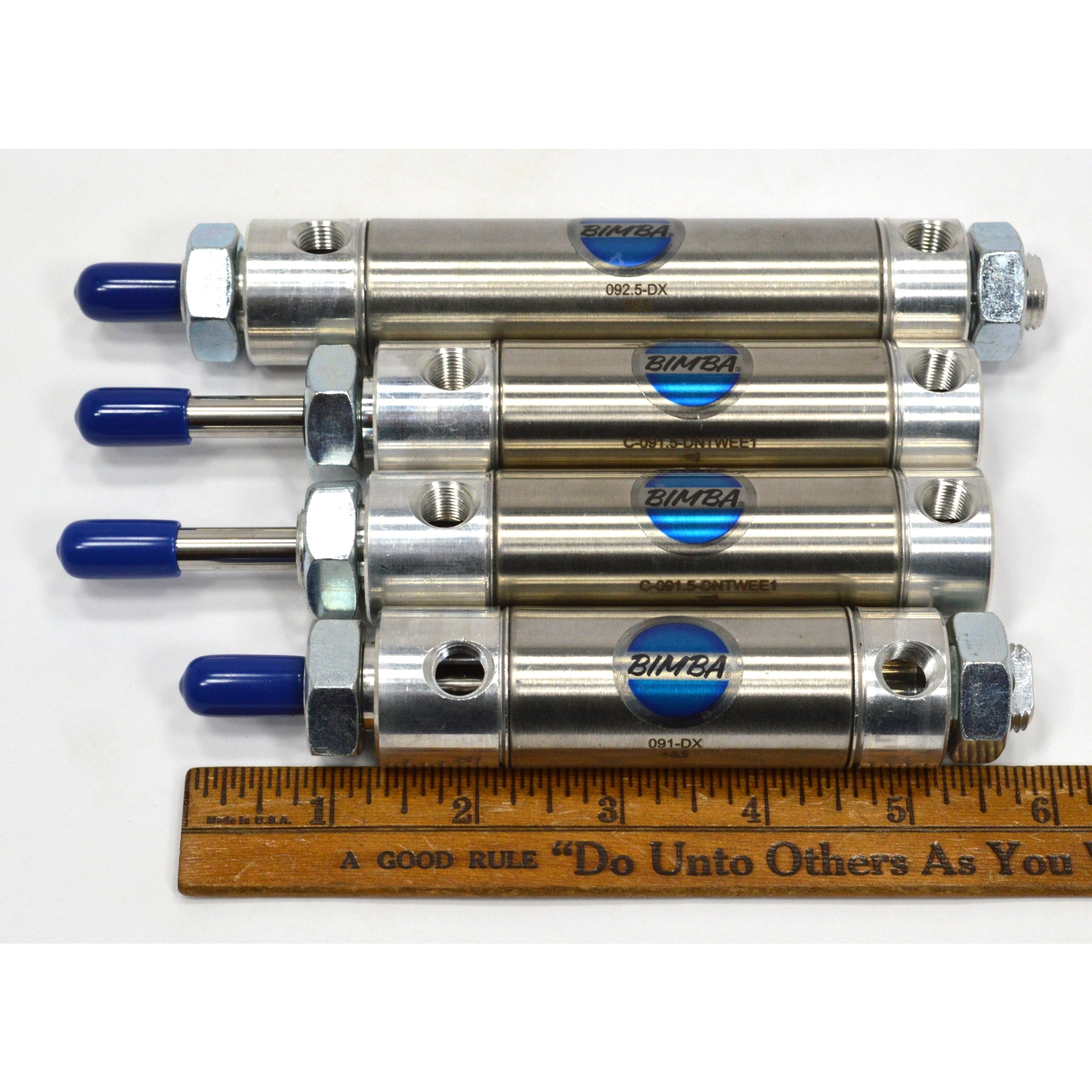 New BIMBA PNEUMATIC CYLINDER Lot of 4 - 091 DX, 092.5 DX & C 091.5 Air Cylinders for Industrial Automation & Machinery Repair