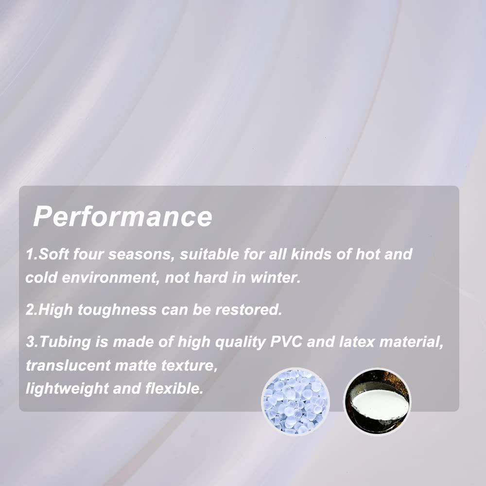 Flexible PVC Latex Tubing - 5/8 Inch ID Highly Elastic Hybrid Vinyl Hose for Water & Air Transport - Frosted White 9.84FT - Perfect for Household, Garden & DIY Projects