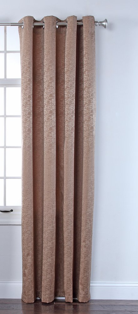 Stylemaster Renaissance Home Fashion Portland Foam Back Grommet Curtain Panel - 55 x 95 Inches, Tan - Blackout Window Drapes for Living Room & Bedroom
