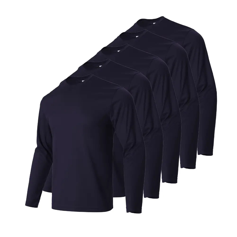 5 Pack Men's Long Sleeve T-Shirts - Soft Cotton Crew Neck Casual Shirts for Everyday Wear | Office, Gym, Travel & Outdoor Activities