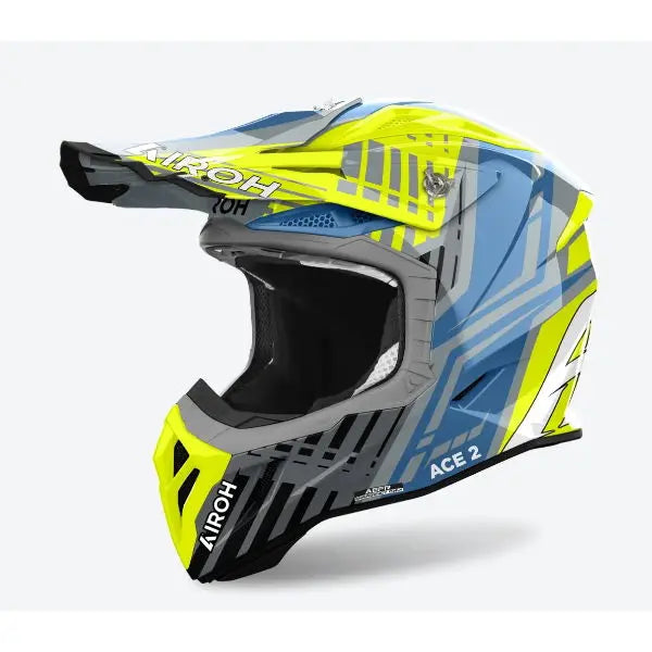 Airoh Aviator Ace 2 Motorcycle Helmet - Gloss Yellow - DOT & ECE Certified - Lightweight & Ventilated for Comfort - Perfect for Street Riding & Commuting