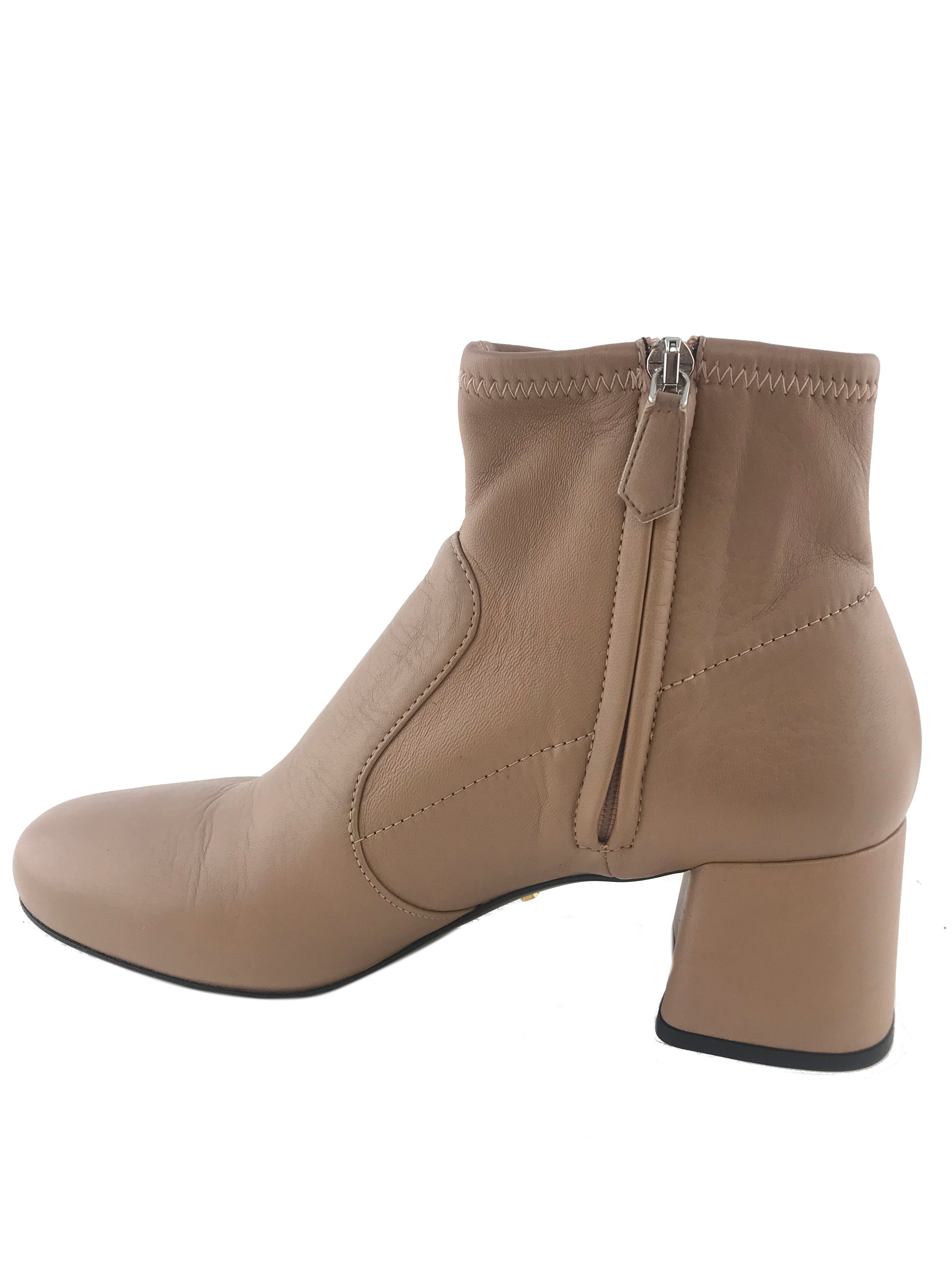 Prada Leather Side Zip Ankle Boots Women's Size 7 - Stylish & Comfortable for Office, Party & Night Out