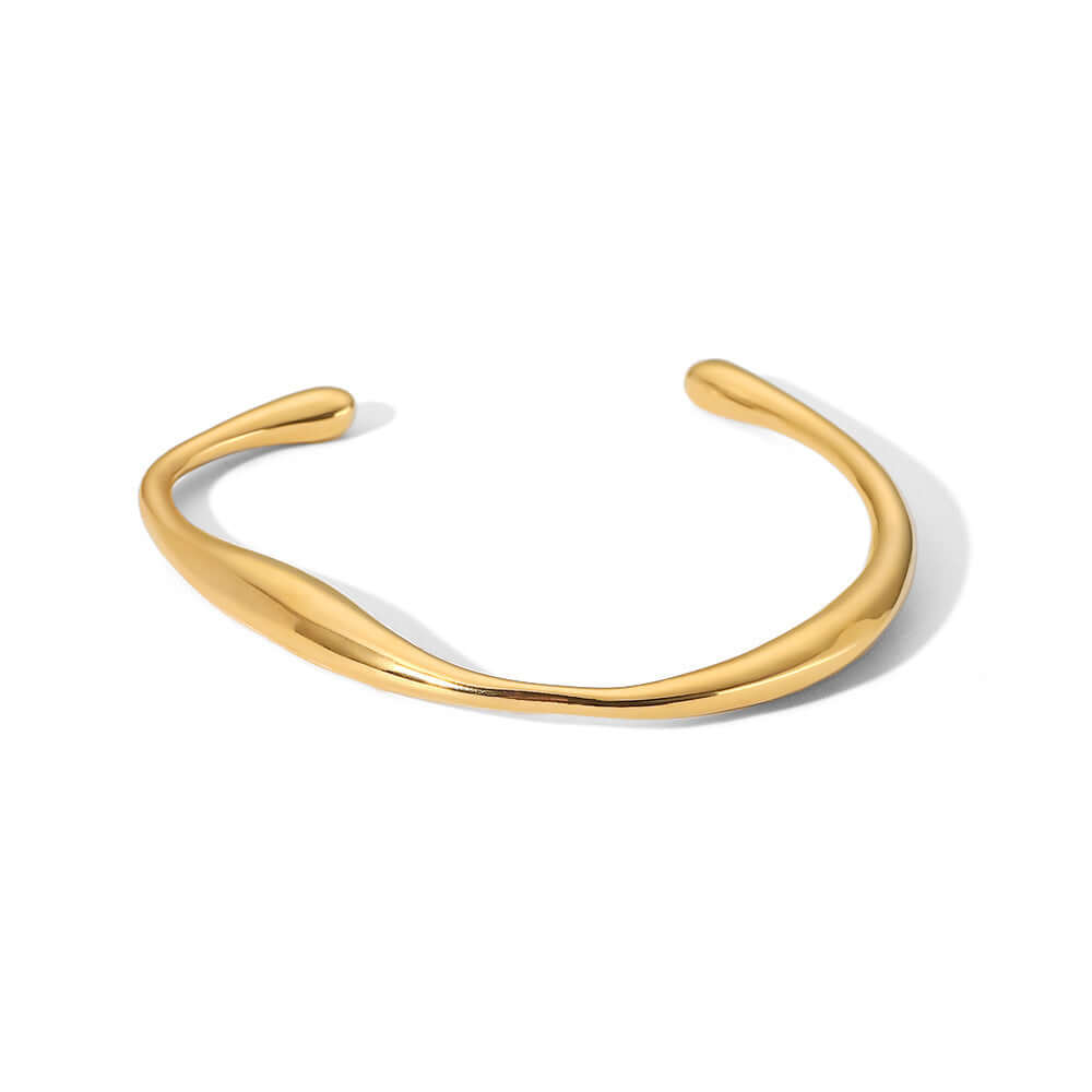 18K Gold Plated Minimalist Cuff Bangle Bracelet for Women - Elegant Stackable Jewelry Gift for Birthday, Anniversary & Special Occasions | JDB289