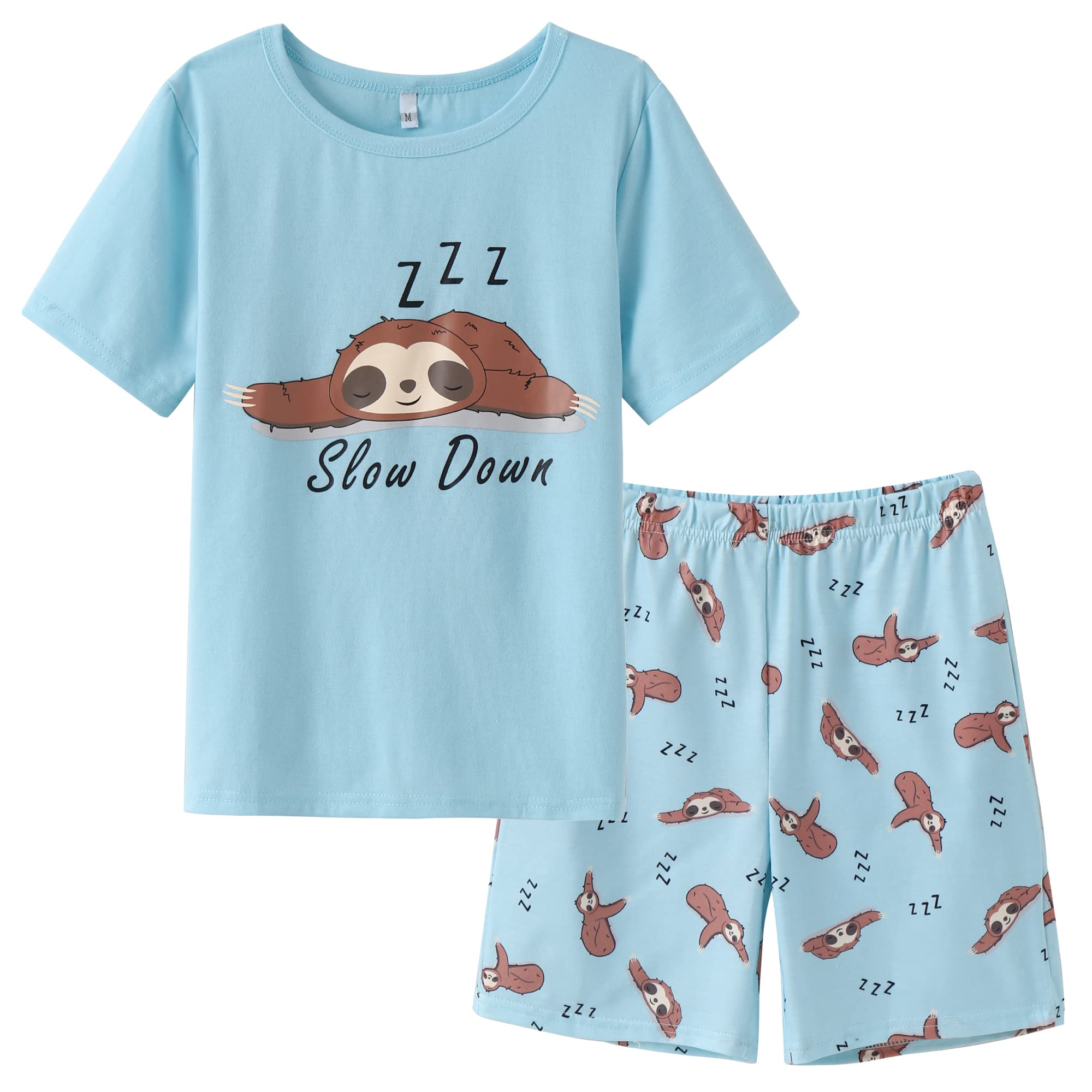 Big Girls Summer Pajama Set - Striped Heart Print Sleepwear for Comfort & Style