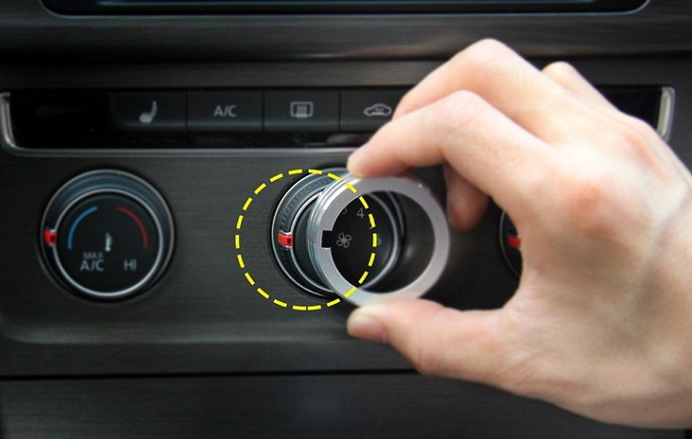 Blue Anodized Aluminum AC Climate Control Ring Knob Covers for VW MK7 Golf GTI – Upgrade Interior Styling & Protect Knobs from Wear (Perfect for Car Enthusiasts & Customization)