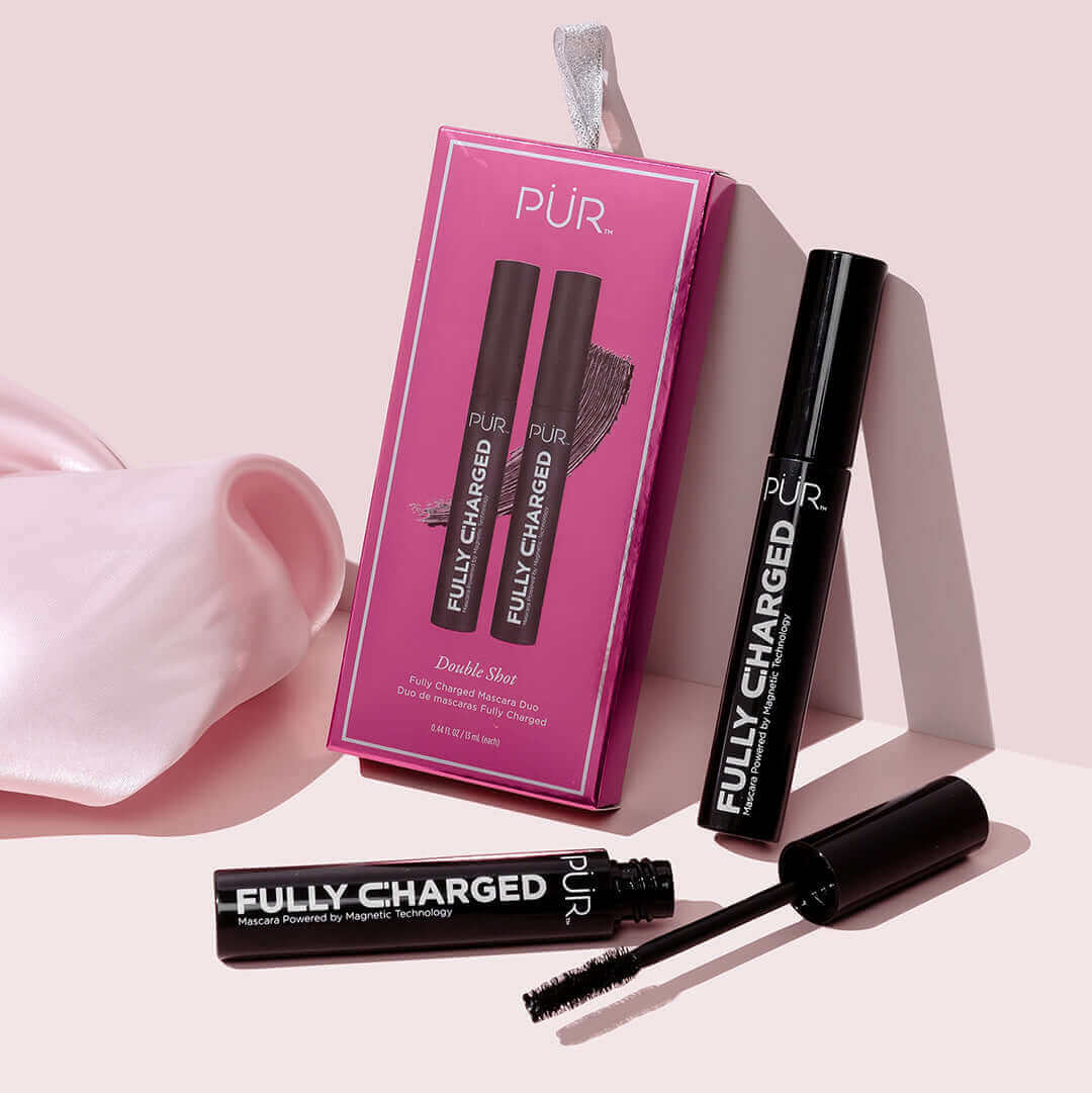 Double Shot Fully Charged Mascara Duo - Volumizing & Lengthening Waterproof Mascara for Dramatic Lashes | Perfect for Day to Night Makeup & Special Occasions