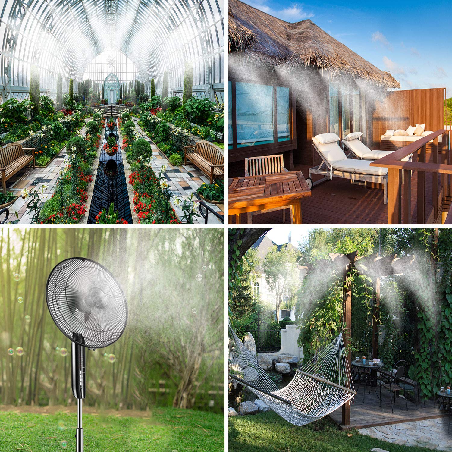 50 FT Outdoor Misting System for Patio Cooling - High Pressure Water Misters for Backyard, Deck, Porch, Garden & Trampoline | Perfect for Summer Heat Relief & Outdoor Entertainment