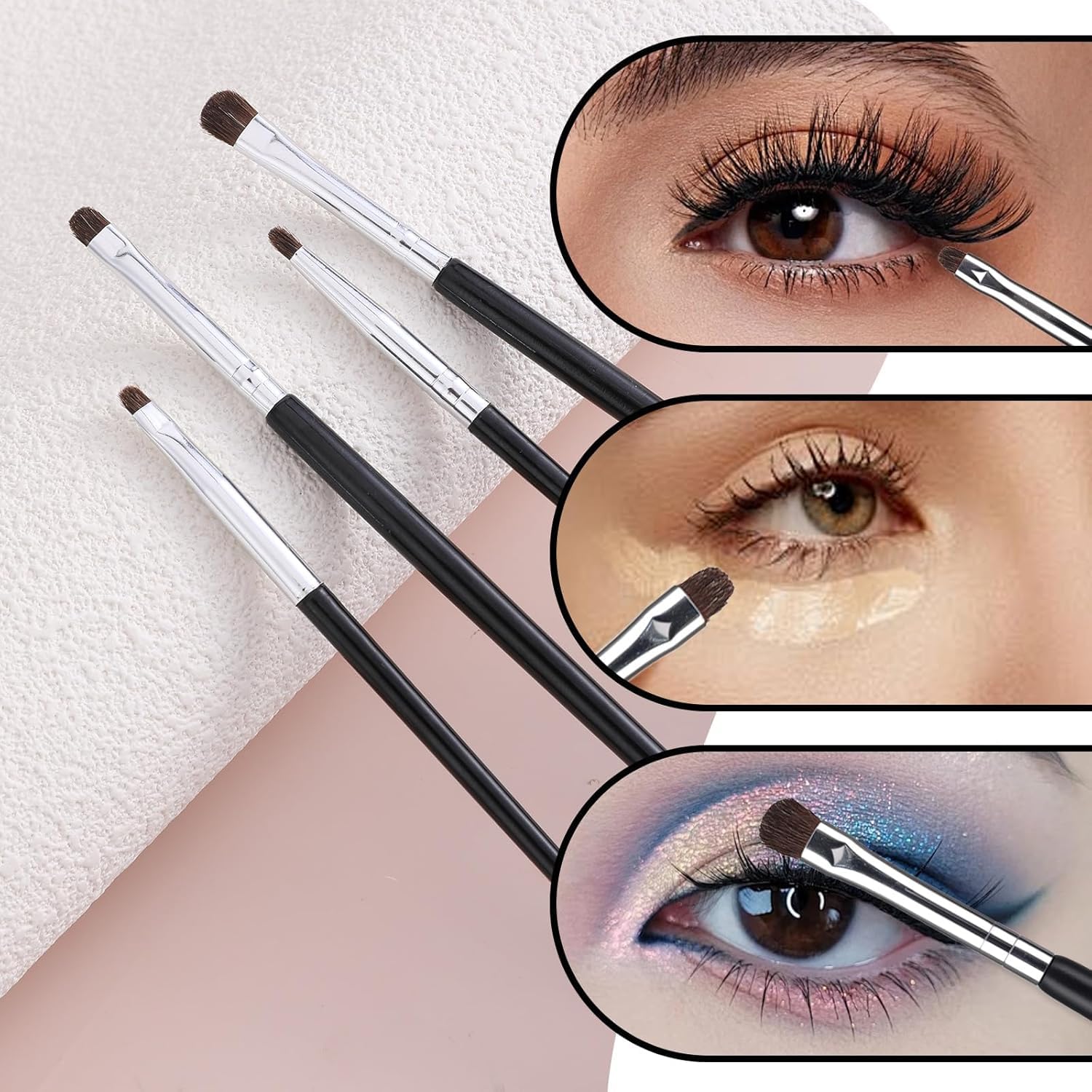 Professional MAPPERZ Eyeshadow Blending Pencil Brush Set - 4 Piece Eye Makeup Brushes for Eyeshadow, Foundation & Mascara Application | Perfect for Daily Makeup & Professional Makeup Artist Kit