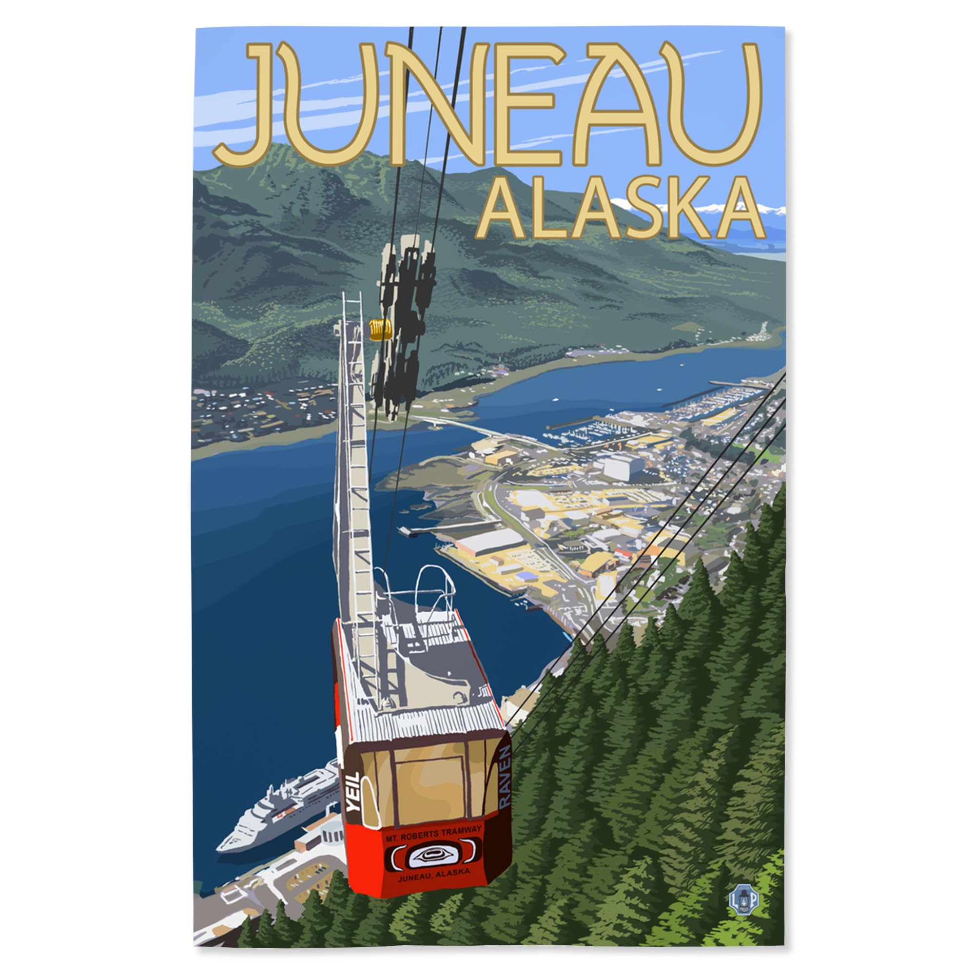 Lantern Press 16x24 Inch Giclee Art Print - Juneau Alaska Landscape with Mt. Roberts Tramway - Premium Wall Decor for Living Room, Bedroom & Office