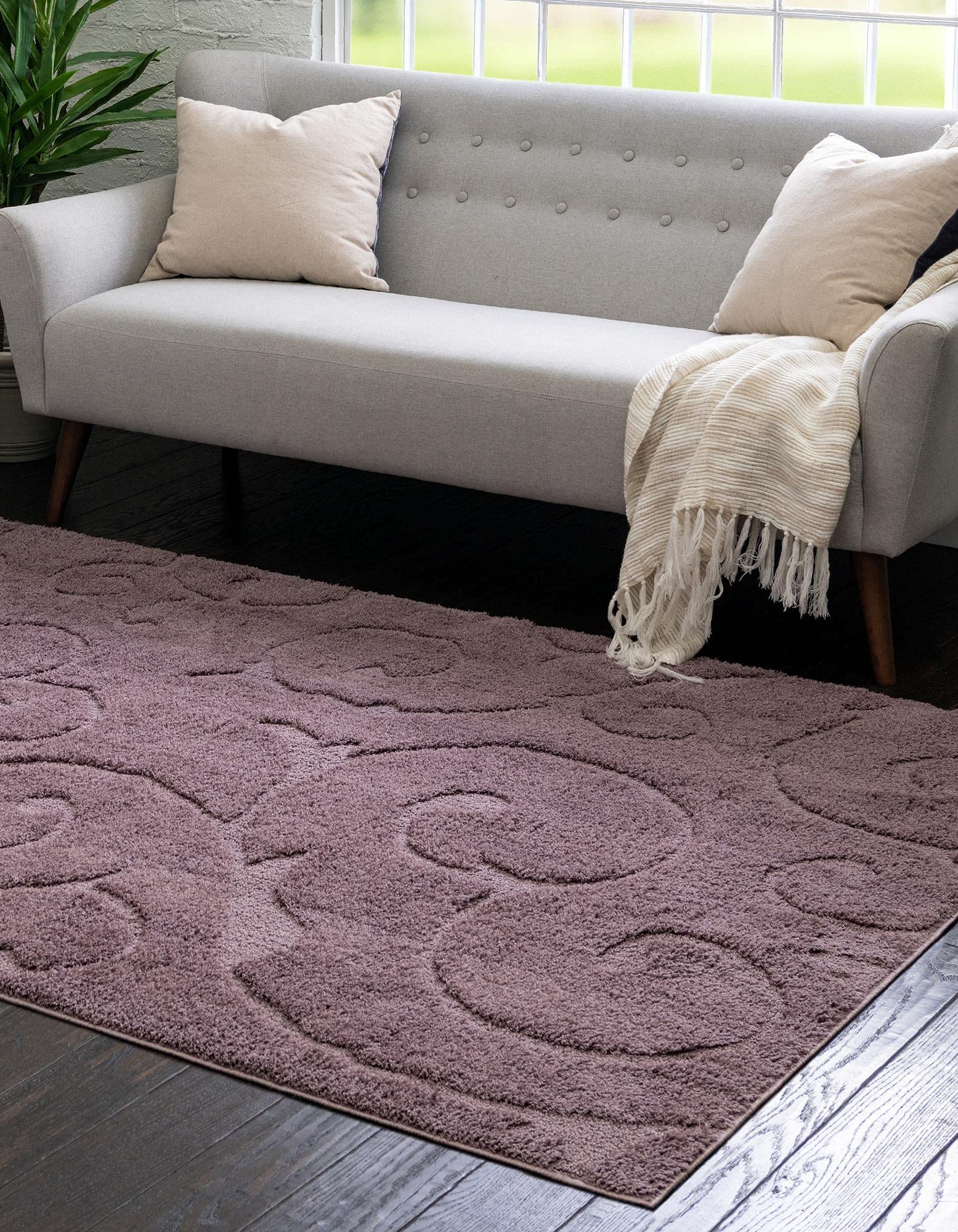 Botanical Shag Collection 9' x 12' Violet Shag Rug - Soft Plush Area Rug for Living Room, Bedroom & Dining Room - Perfect for Home Decor, Cozy Spaces & Open Floor Plans