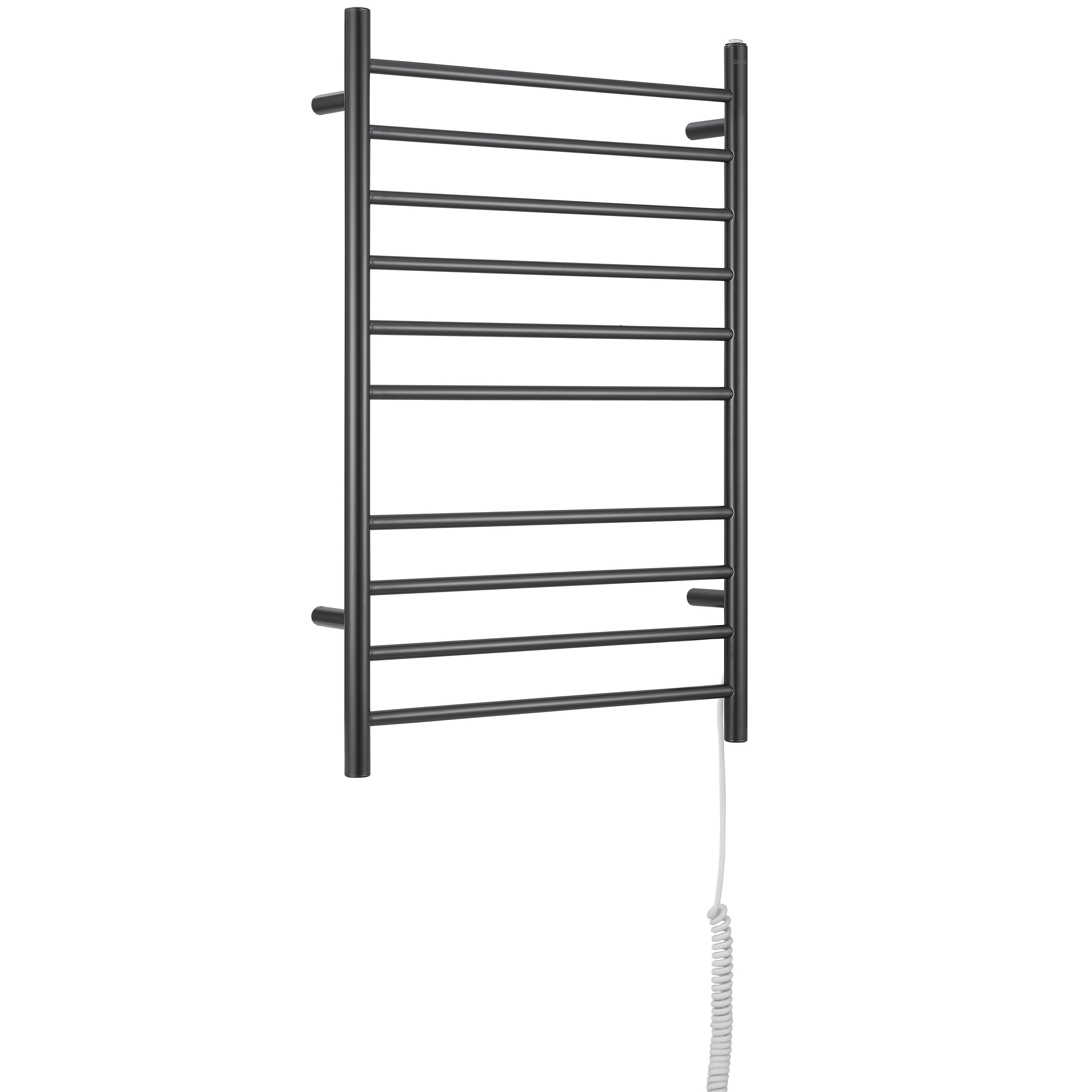 Ancona Novara 10 Bar Dual Wall Mounted Towel Warmer - Matte Black Finish | Perfect for Bathrooms, Spas & Luxury Homes