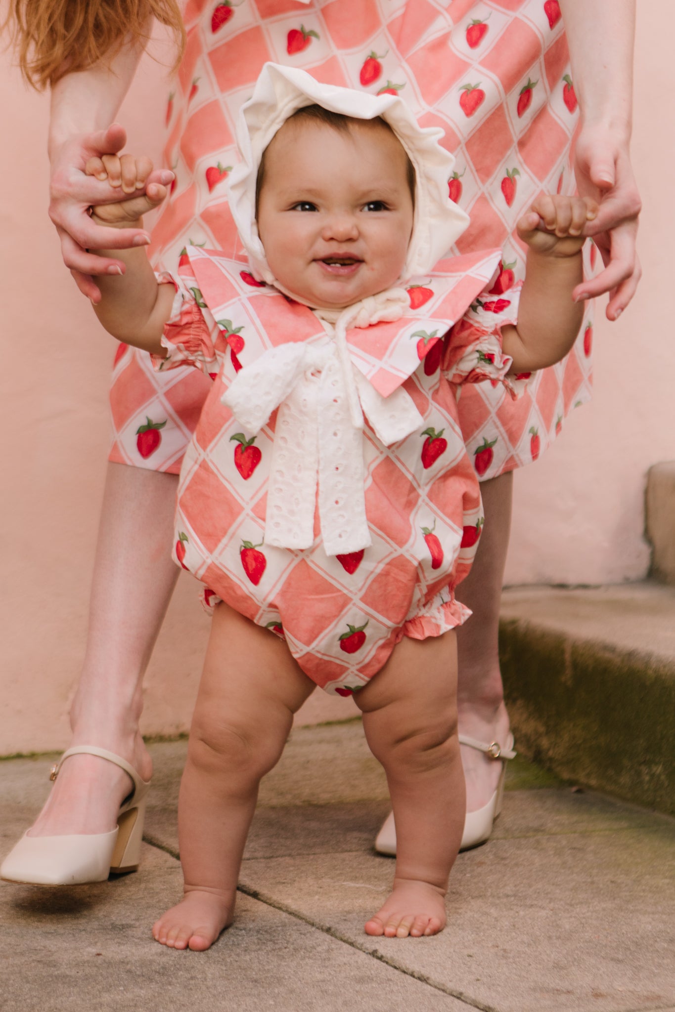 Baby Alice Romper in Strawberry - Soft Cotton Infant Jumpsuit for Girls | Perfect for Playtime, Photo Shoots & Special Occasions
