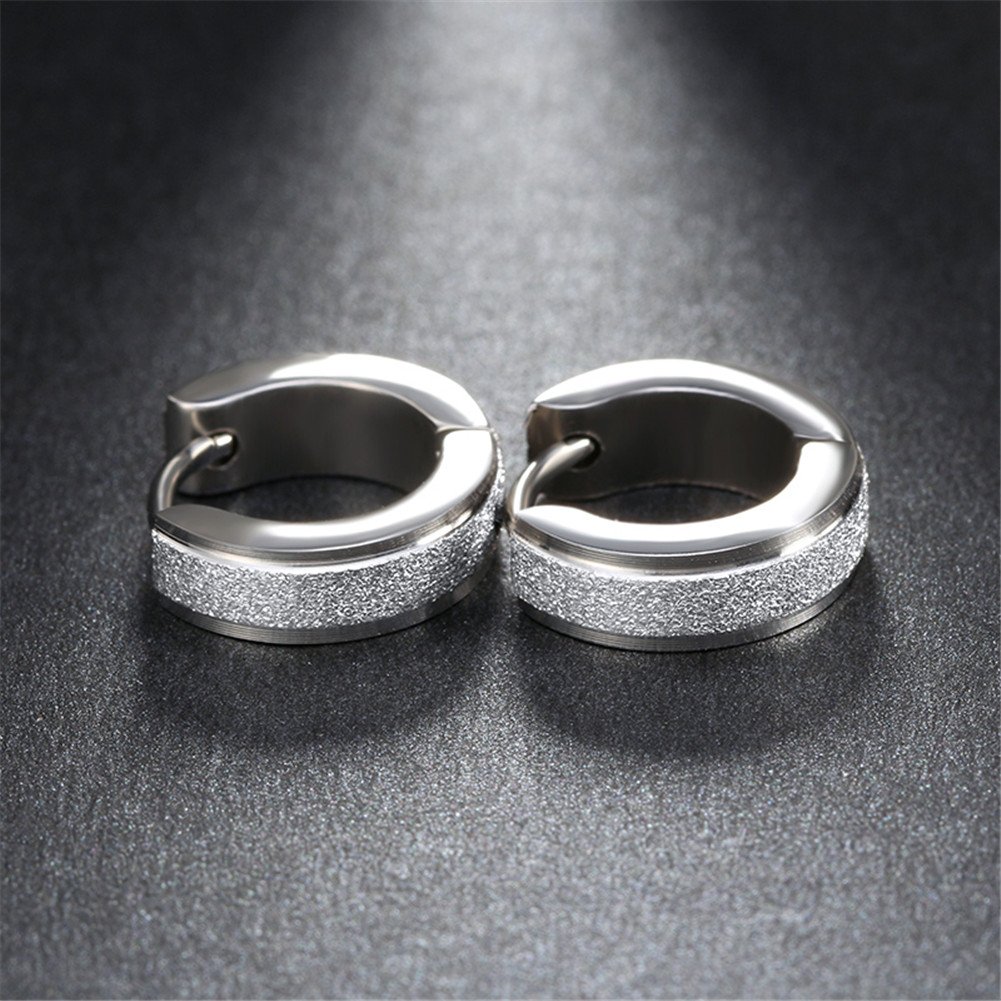 Unisex Stainless Steel Sandblast Hoop Huggie Earrings for Men & Women - Silver & Gold Plated Minimalist Jewelry for Everyday Wear, Date Night & Gifts