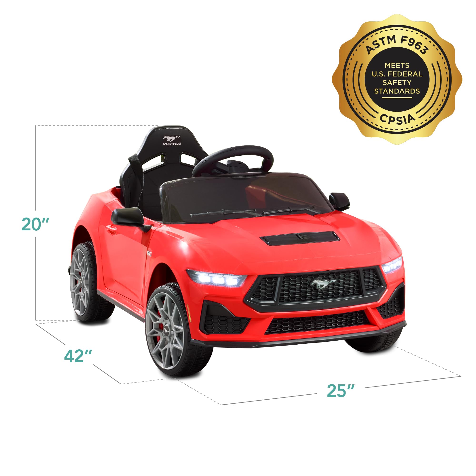 Best Choice Products 12V Electric Ride-On Car for Kids - Officially Licensed Ford Mustang with Parent Remote Control, LED Lights, 2 Speeds & Bluetooth - Red | Perfect for Birthday Gifts, Outdoor Play & Pretend Driving Fun