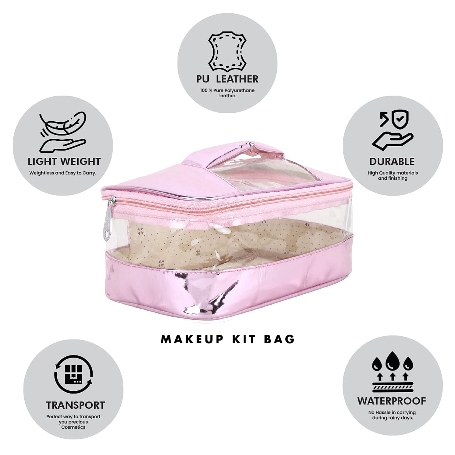 NA PURSE Women's Vanity Box Cosmetic Case - Pink Toiletry Bag for Girls & Ladies (CC005) | Perfect for Travel, Makeup Storage & Organizing Beauty Essentials