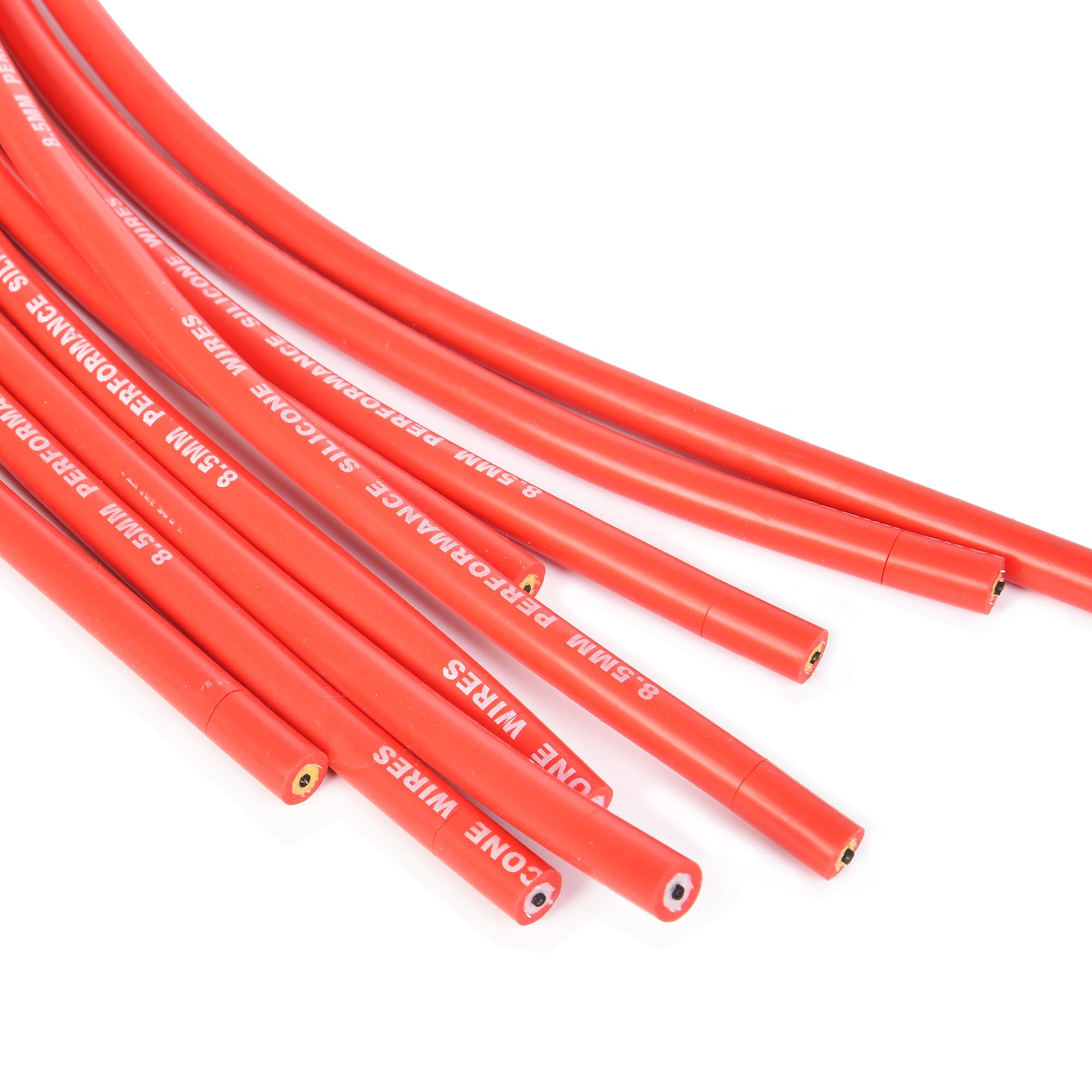 High-Performance 8.5mm Universal Spark Plug Wire Set with Red Silicone Jacket & Straight Boots - Compatible with Accel 4040 - Perfect for Car Engine Tune-Ups & Performance Upgrades