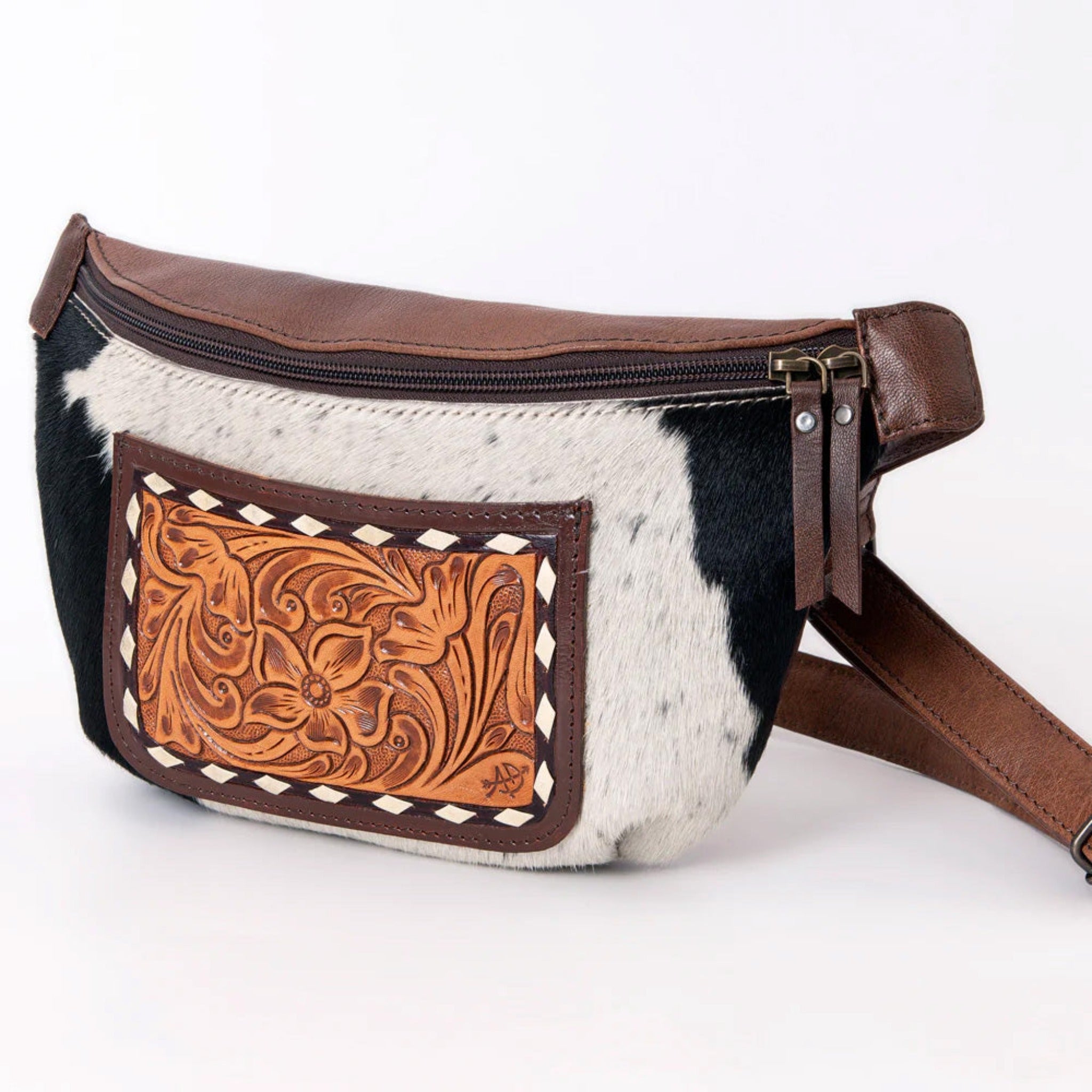 American Darling Genuine Leather Tooled Fanny Pack - Stylish Waist Bag for Travel, Hiking & Everyday Use