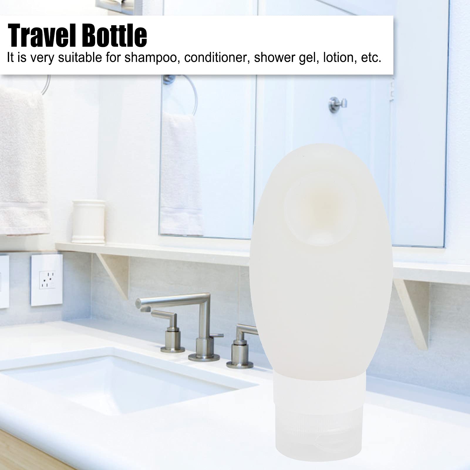 **Travel Size Containers - Food Grade Silicone Leak-Proof Travel Bottles for Shampoo, Conditioner & Cosmetics (White) - Perfect for Toiletries, Airplane Carry-On & Gym Essentials**