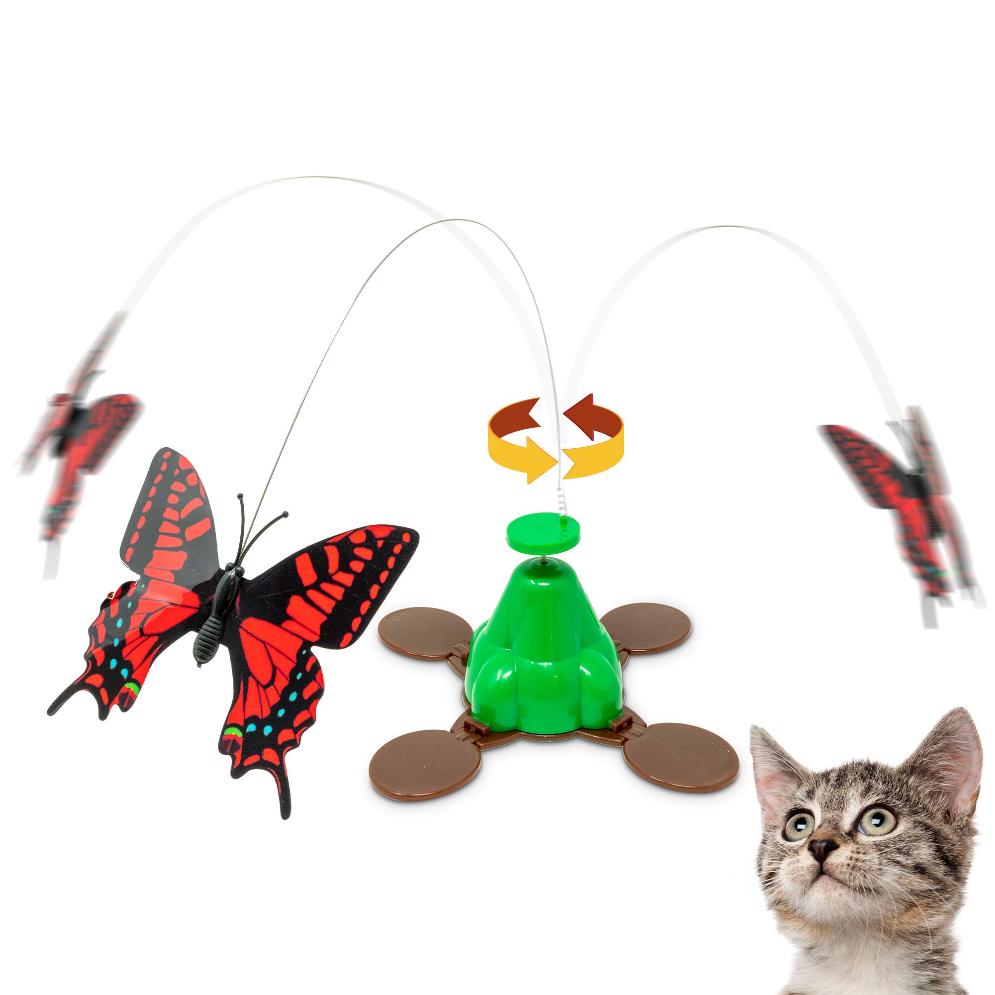 Pet Zone Fly By Spinner Cat Toy - Interactive Feather Teaser Wand for Kittens & Adult Cats - Perfect for Indoor Play, Exercise & Bonding