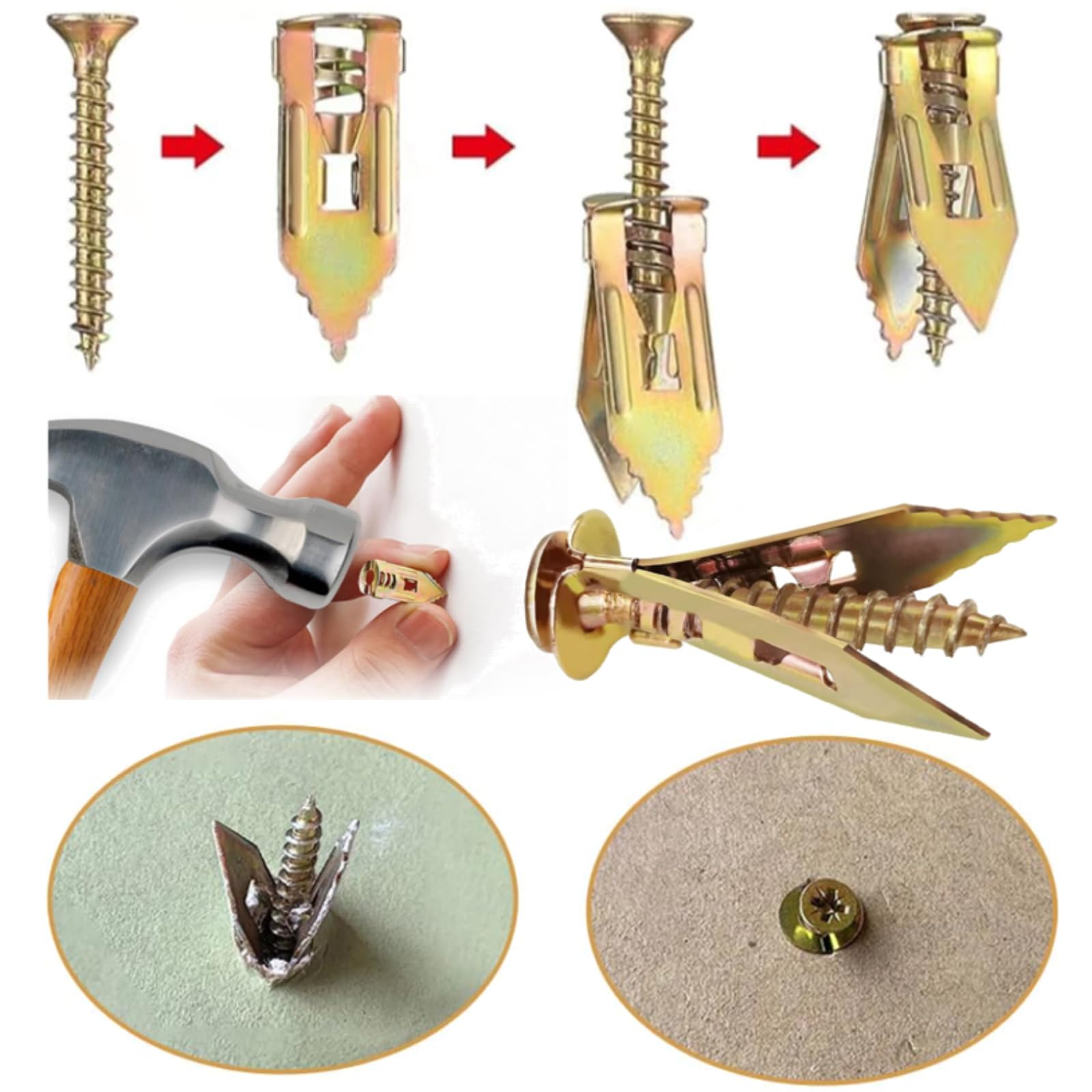 Self-Drilling Anchors Screws - 2024 Premium Drywall Anchors & Screws Kit (20-Pack, 0.47x1.37