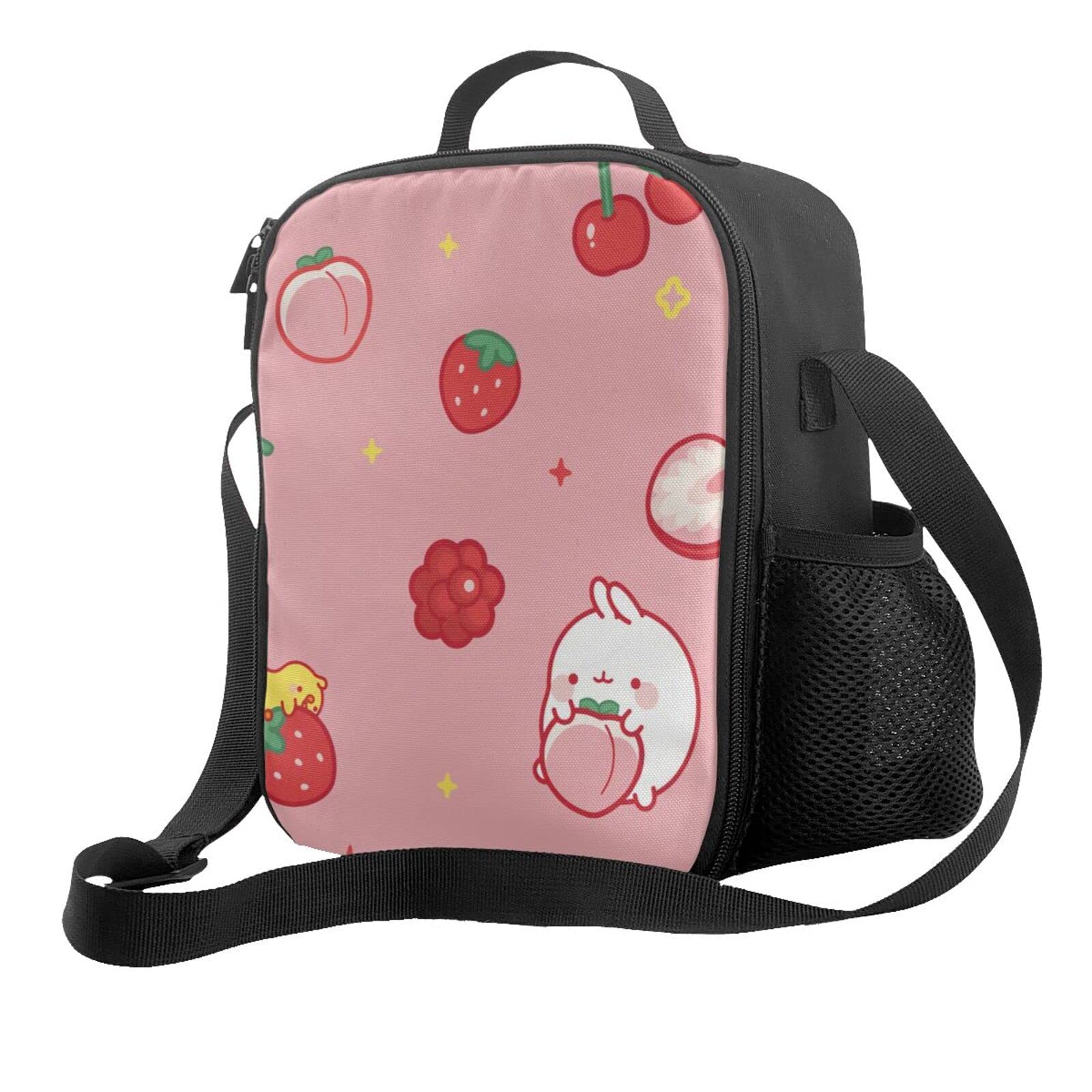 Premium Leakproof Insulated Lunch Bag for Women & Men - Strawberry Cherry Peach White Rabbit Design, Adjustable Shoulder Strap, Reusable Thermal Lunch Box for Work, College, Hiking & Picnic | Perfect for Office Meals, School Lunches & Outdoor Adventures