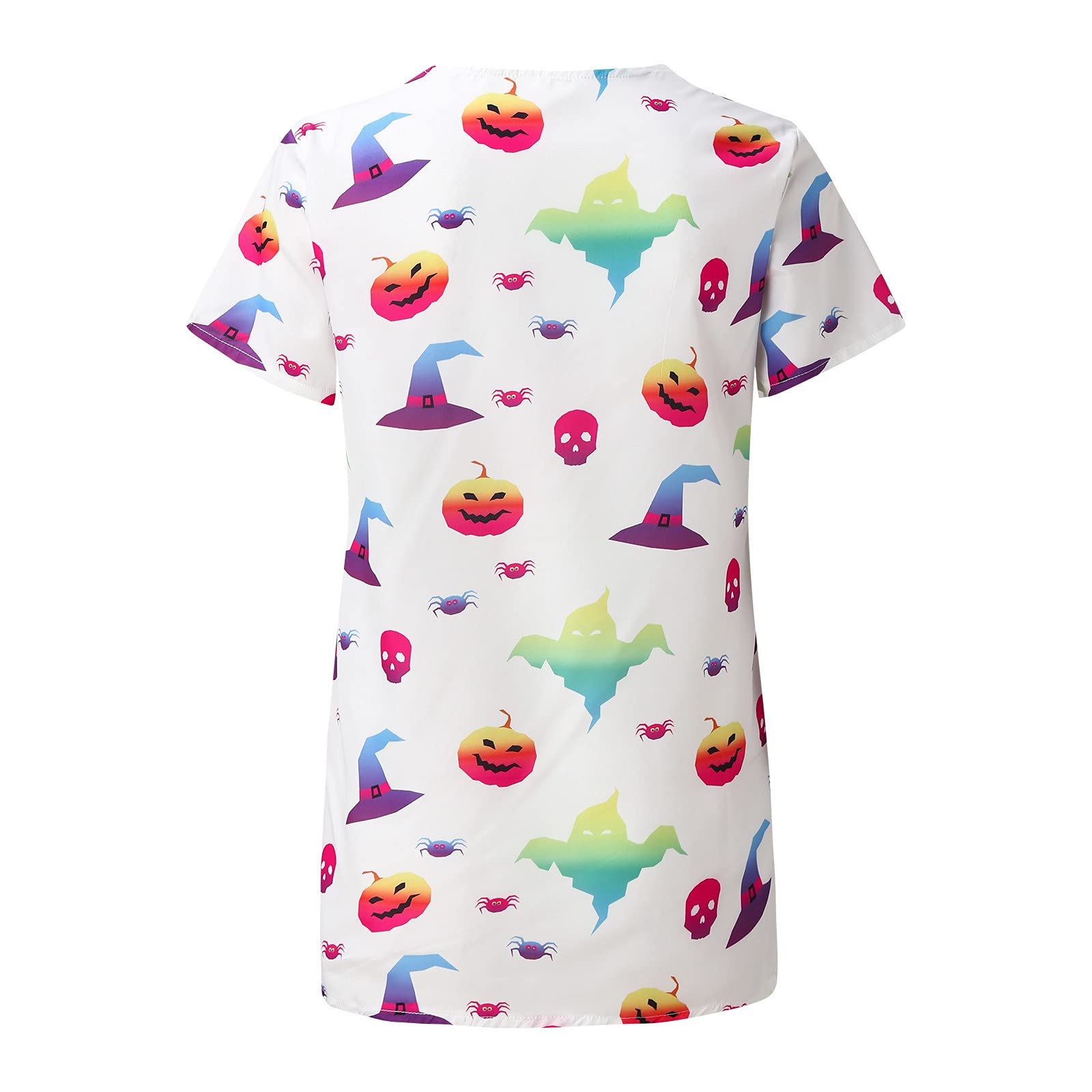 Bleached Halloween T-Shirts for Women - Short Sleeve V-Neck Work Blouses & Casual Tops | Perfect for Halloween Parties, Office Wear & Everyday Fashion