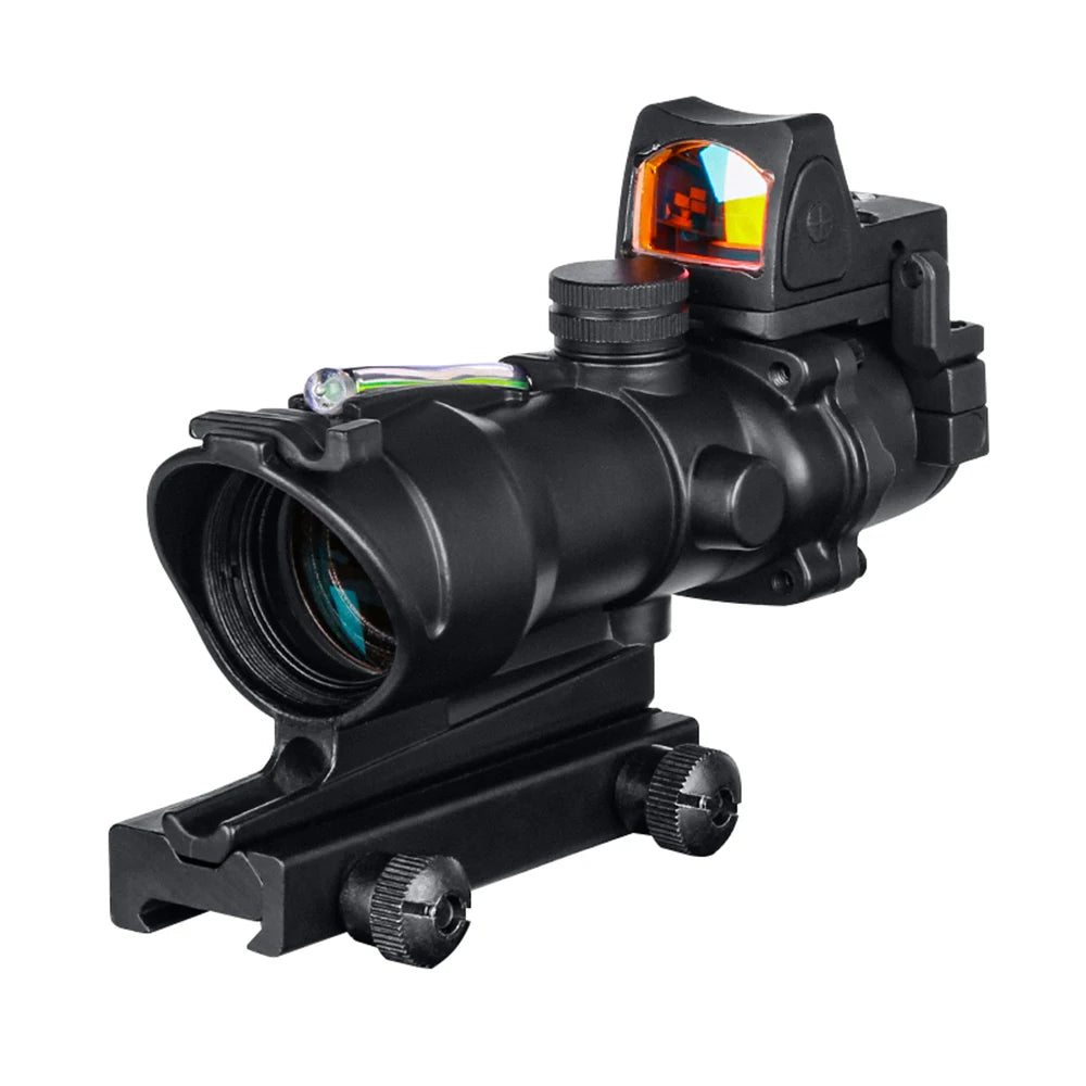 ACOG 4X32 Red/Green Fiber Optics Rifle Scope with Cross/Arrow Reticle & RMR Mount - Compatible with .308, 5.56, AR15 & .22LR - Perfect for Hunting, Tactical Shooting & Long-Range Precision