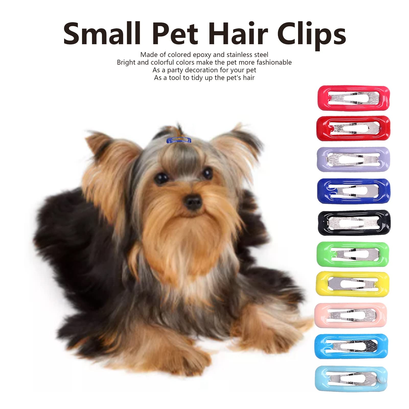 HEEPDD 50-Piece Pet Hair Clips Set - 10 Color Dog & Cat Hair Accessories (2cm/0.8in) for Grooming, Styling & Daily Use - Perfect for Puppies, Kittens & Small Pets