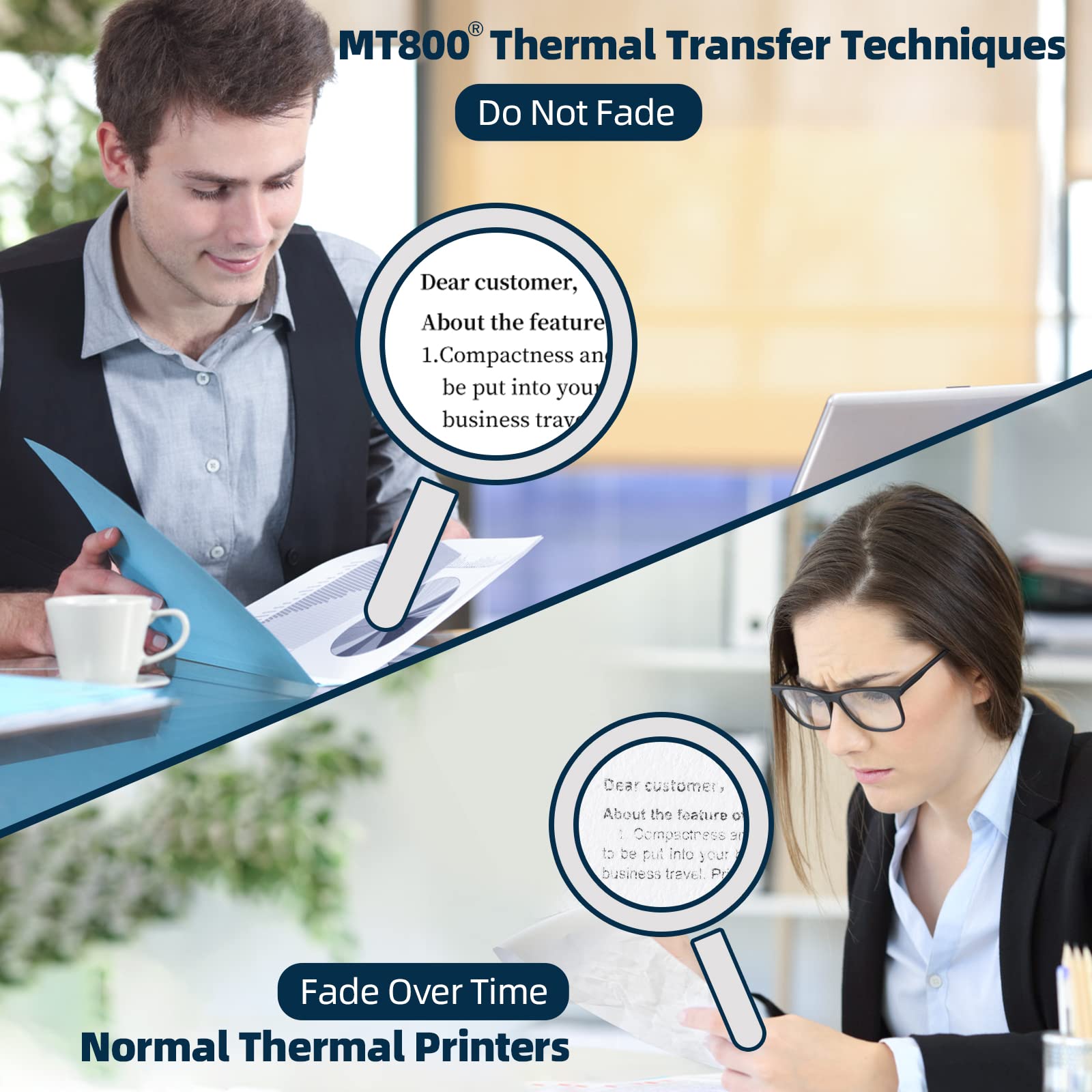 HPRT MT800 Wireless Portable Thermal Printer - Bluetooth Compatible with Laptop, iPhone & Android, Supports 8.5x11