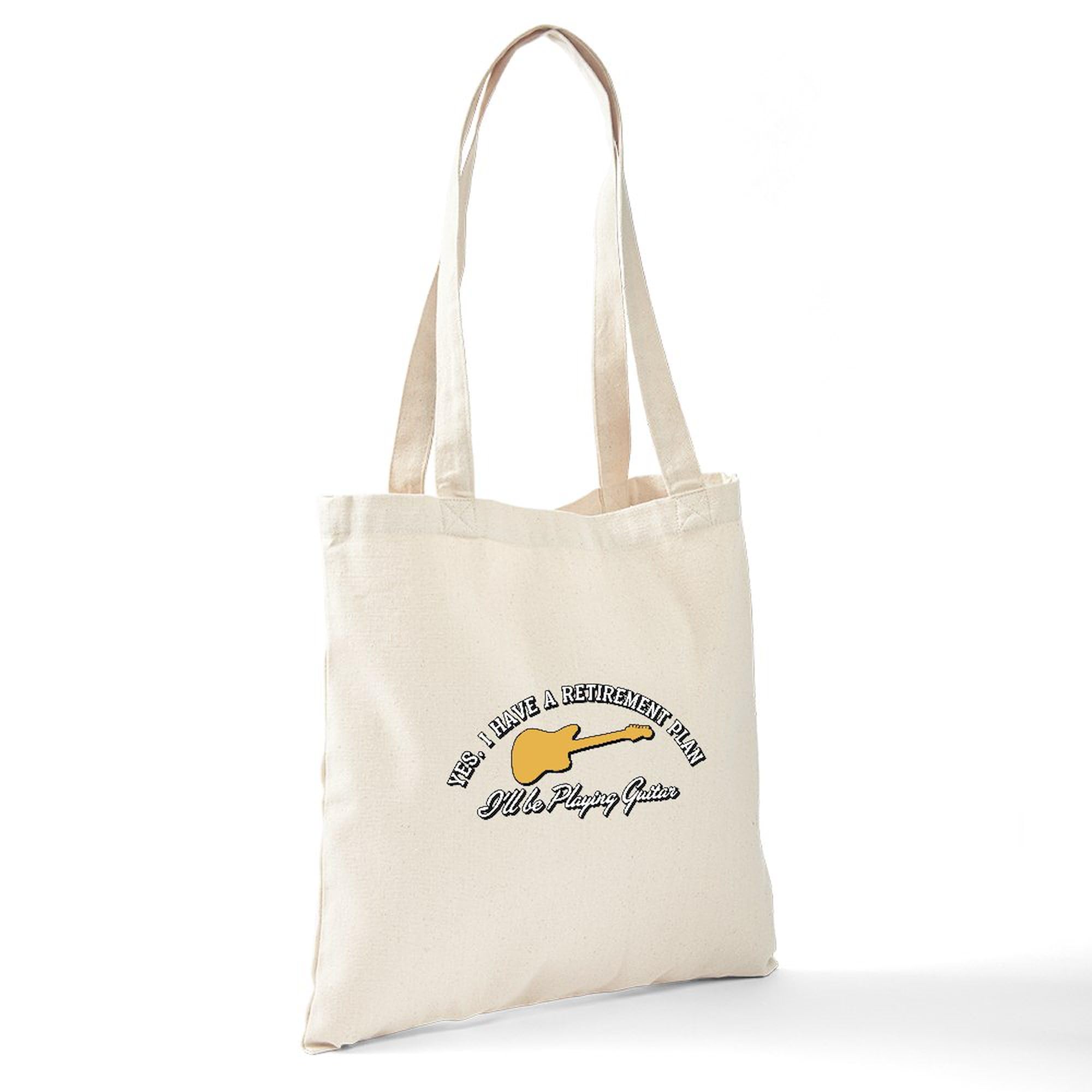 Playing Guitar Is My Retirement Plan Tote Bag - Natural Canvas Reusable Shopping Bag for Music Lovers, Groceries & Beach Trips