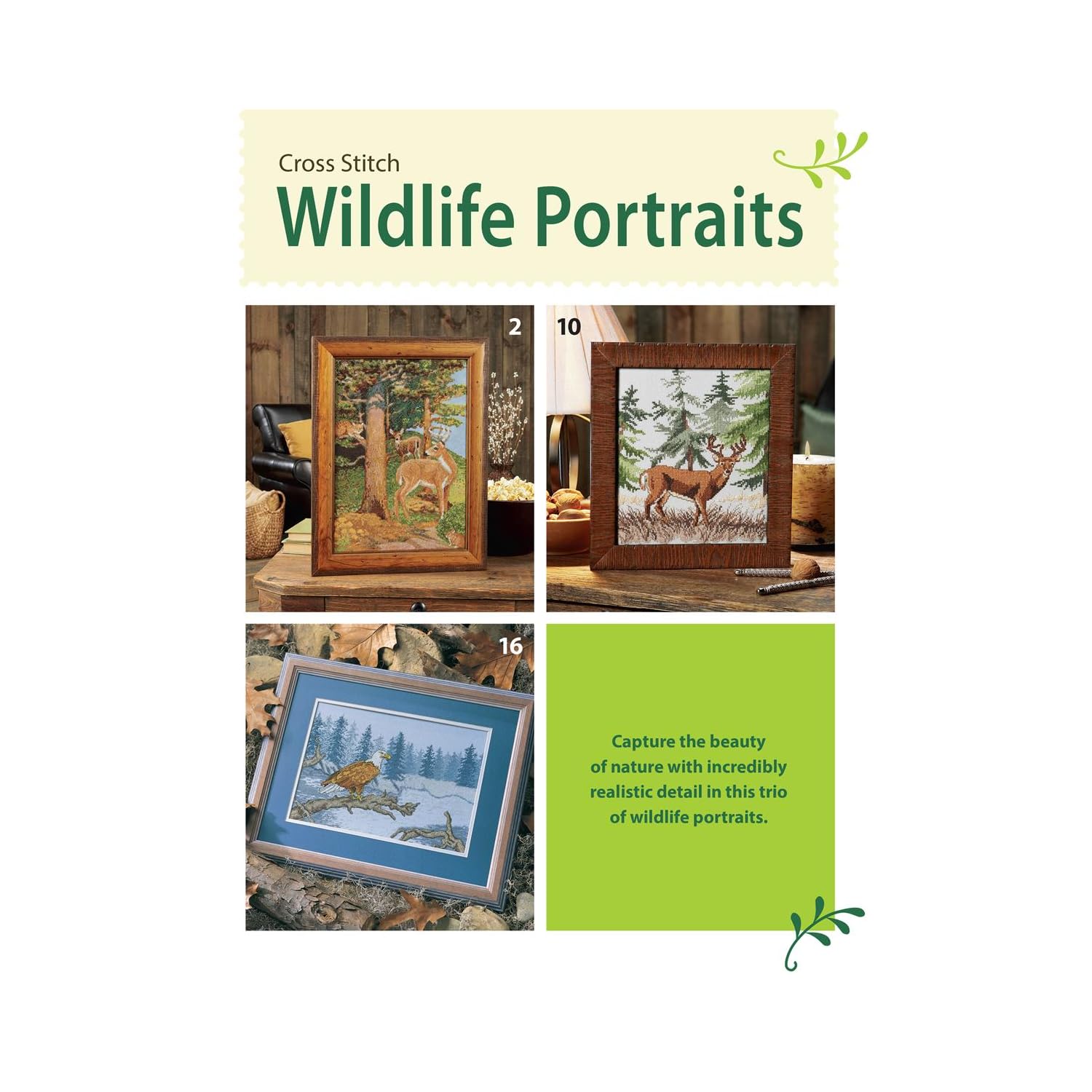 Leisure Arts Cross Stitch Wildlife Portraits Book - Premium Cross Stitch Patterns & Designs for Beginners & Experts | Perfect for Home Decor, Gifts & Craft Projects