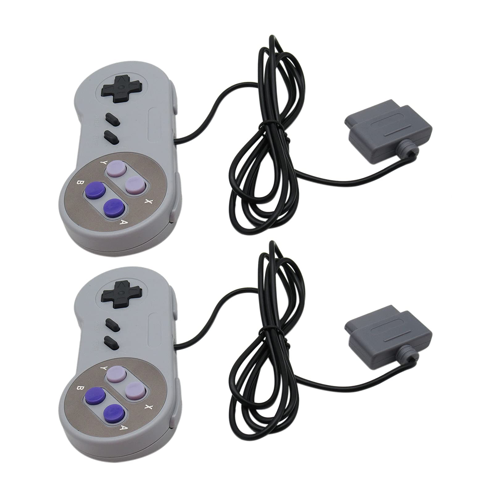 2 Pack Replacement Wireless Game Controller for Nintendo SNES Console - 6FT SNS-005 - Compatible with Super Nintendo Entertainment System (Perfect for Retro Gaming & Multiplayer Sessions)