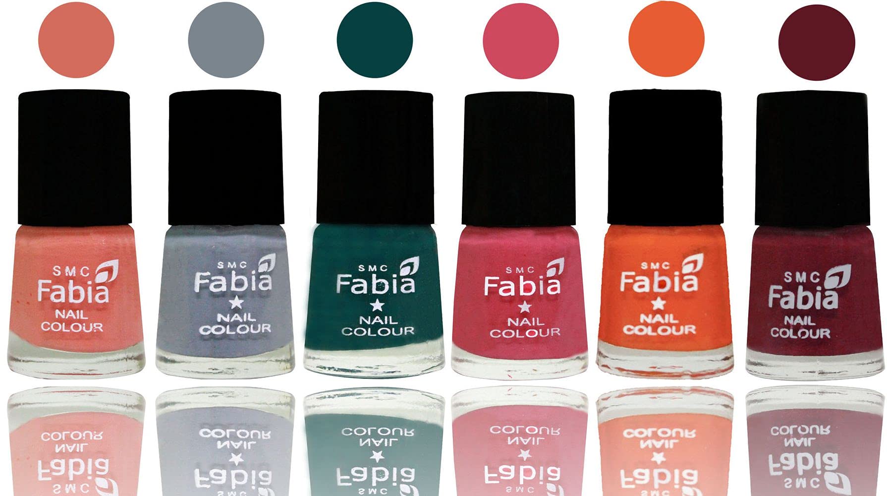 SMC Fabia Shine Bright Glossy Nail Polish Set - 6 Vibrant Colors (02871) | Long-Lasting & Chip-Resistant Nail Paint for Manicures, Pedicures & Nail Art | Perfect for Parties, Weddings & Everyday Wear