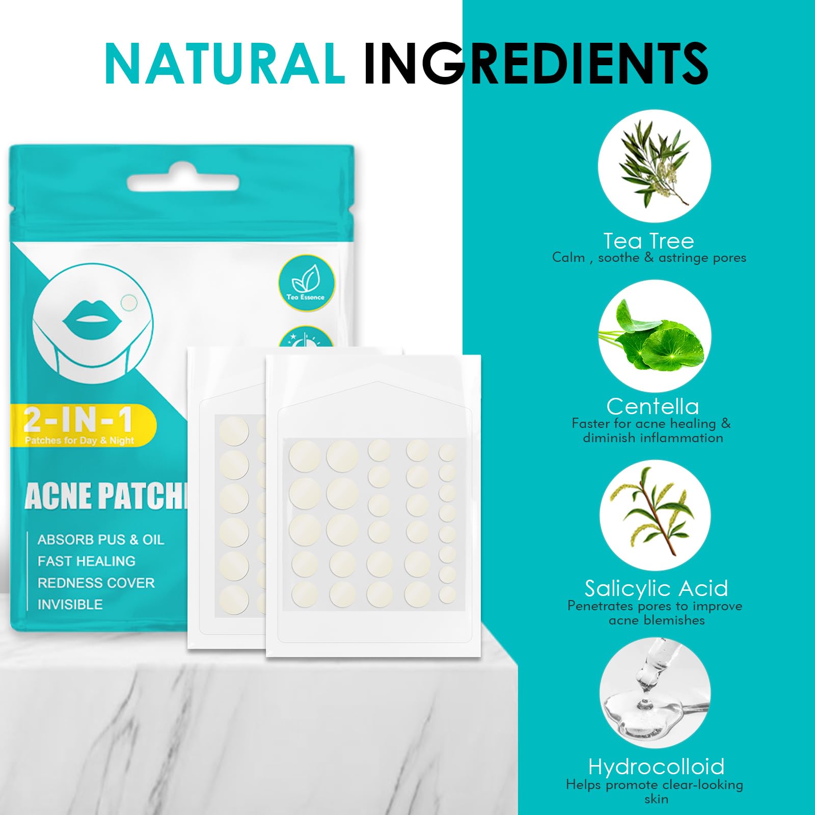 264PCS Pimple Patches for Acne Treatment - Fast Acting Absorbing Spot Patches, Invisible Blemish Cover for Day & Night Use - Perfect for Face, Back & Body Acne Care