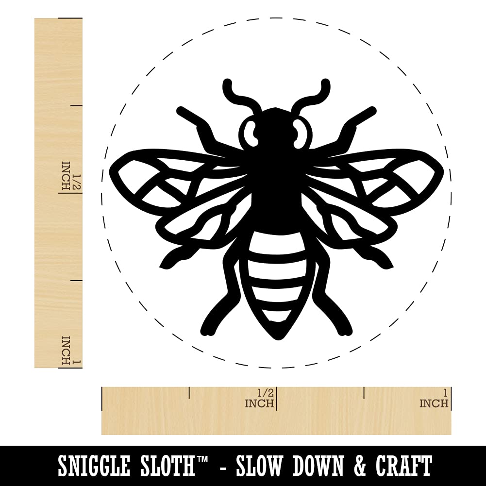 Bee Drawing Self-Inking Rubber Stamp - 1 Inch Medium Stamp with Black Ink for Crafting, Scrapbooking & Planner Decoration - Perfect for DIY Projects, Journals, and Gift Wrapping