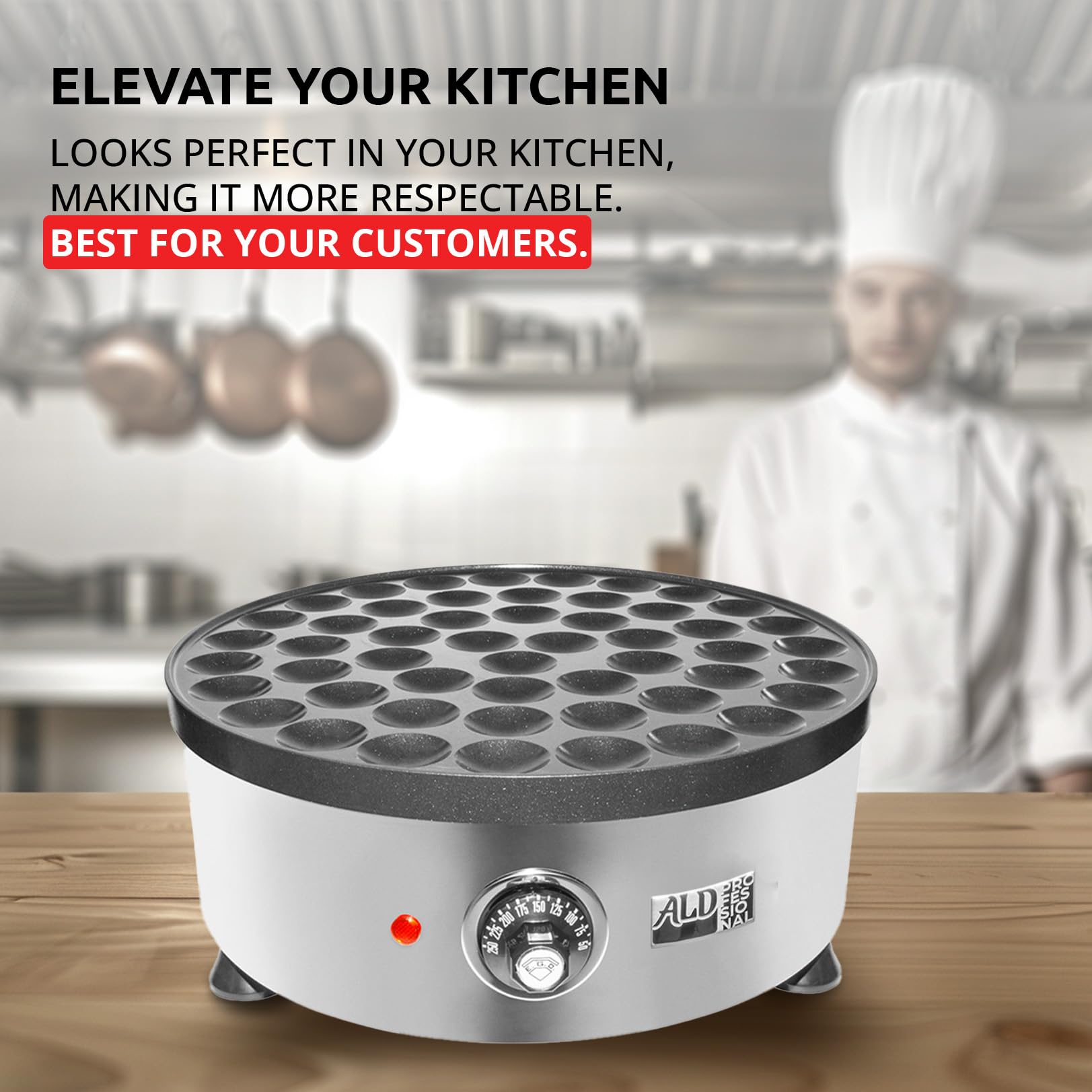 ALDKitchen Mini Dutch Pancake Maker - Nonstick Poffertjes Iron Pan for 110V | Perfect for Breakfast, Parties & Dutch Treats | Includes 50 Round Molds