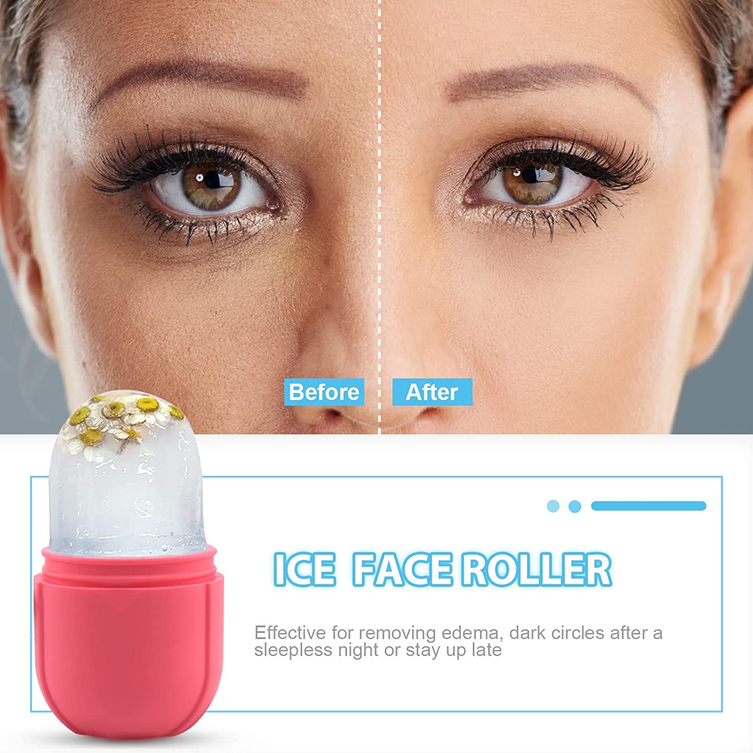 4Beauty Therapy Ice Face Roller - Reusable Silicone Facial Ice Roller for Puffy Eyes, Dark Circles & Skin Tightening | Cold Therapy Massage Tool for Morning Routine & Post-Workout Recovery