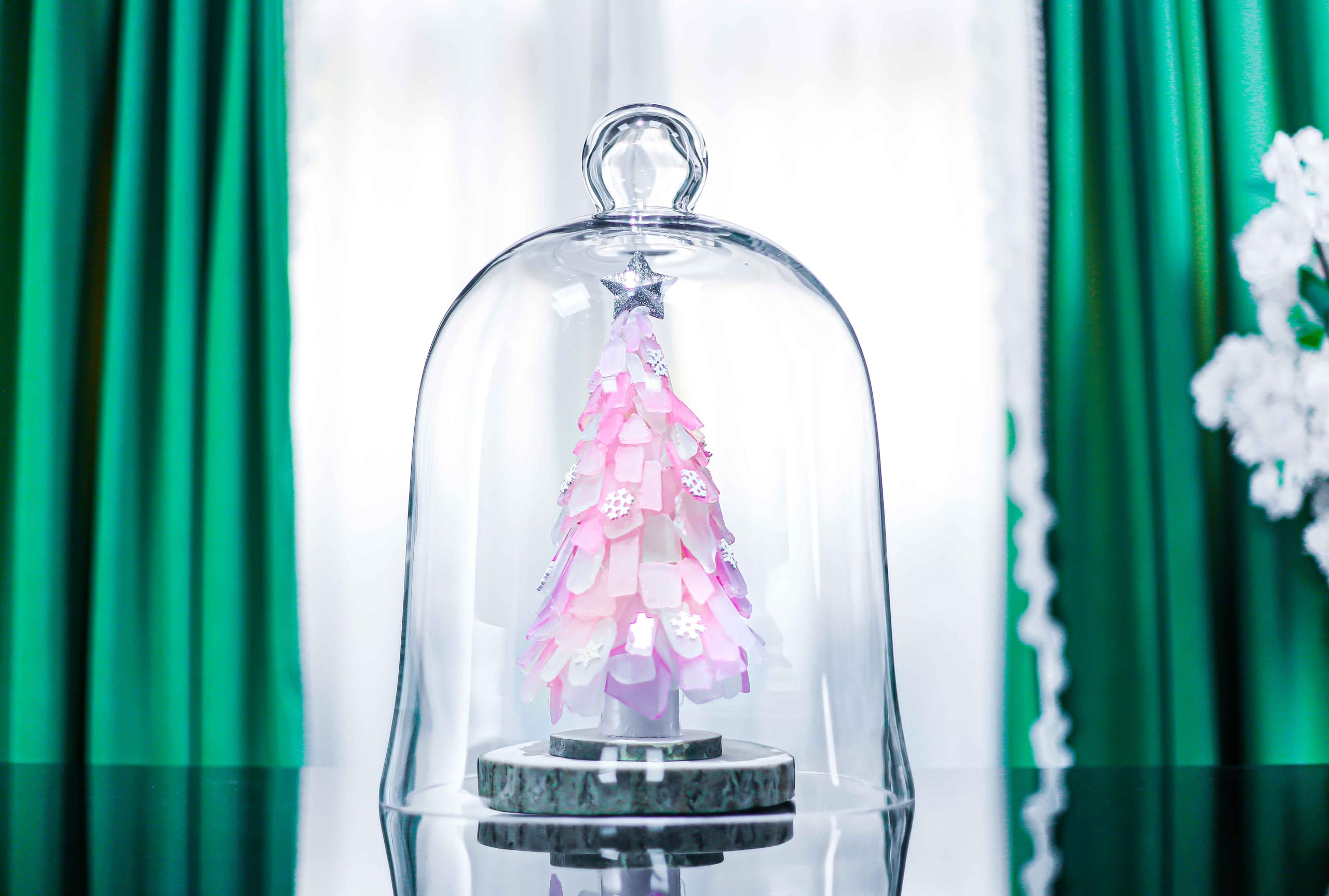 Enchanted Rose Glass Bell Dome Cloche (16