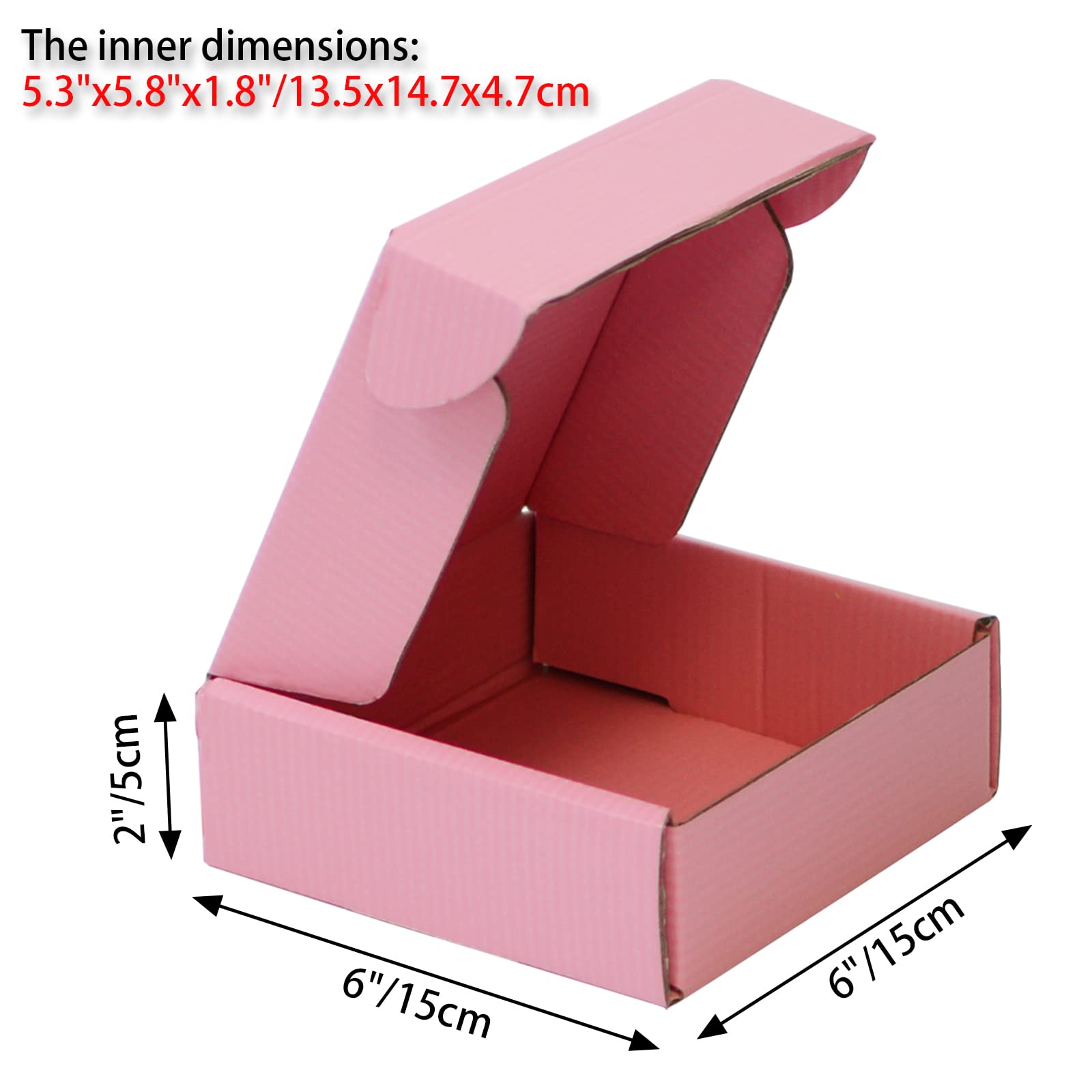 **Pink Corrugated Cardboard Shipping Boxes 6x6x2 Inches - Pack of 12 for Small Business, Packaging, Storage & Craft Gifts - Perfect for Ecommerce, Retail & DIY Projects**
