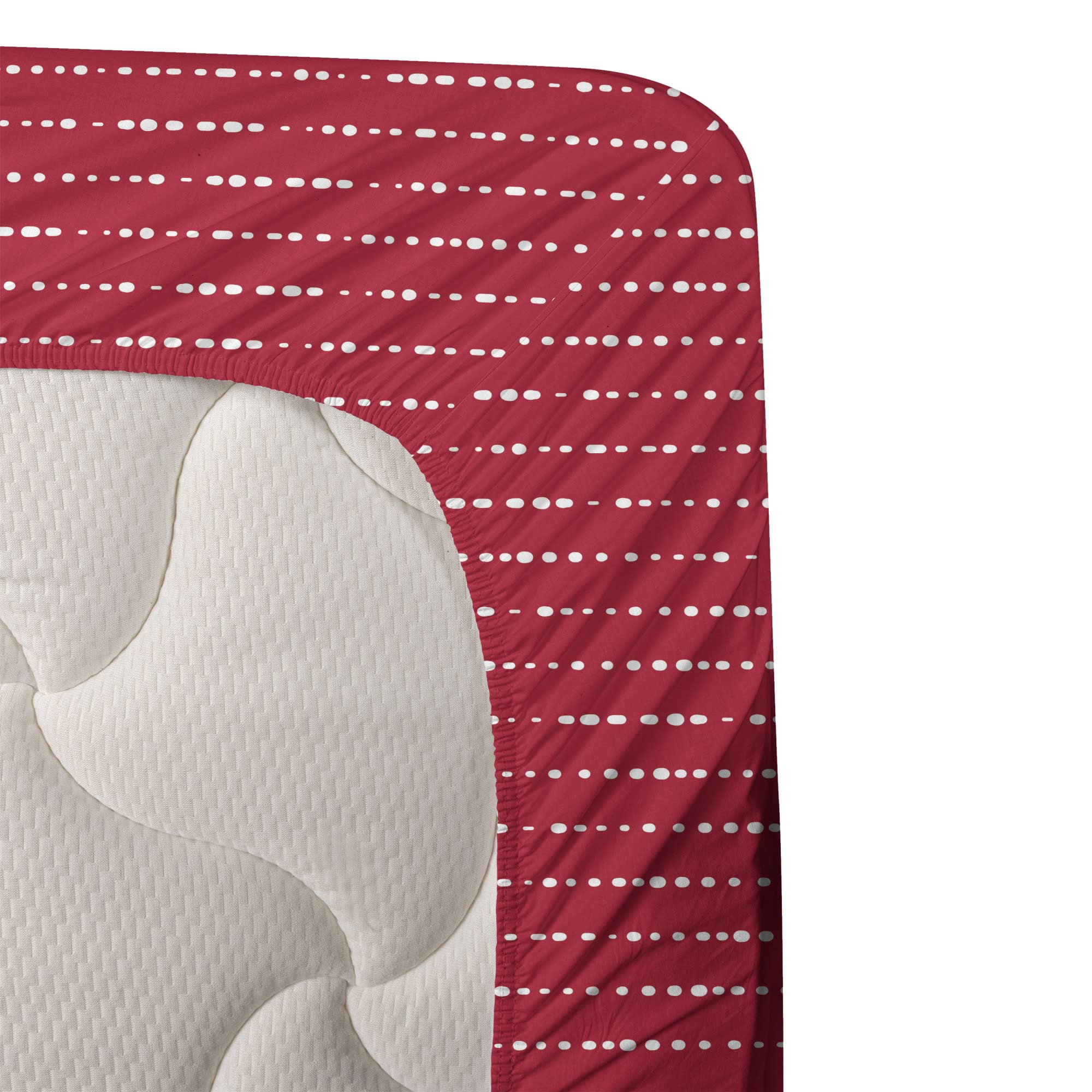 Ambesonne Abstract King Size 4-Piece Sheet Set - Modern Monochrome Straight Drop Design, Fitted & Flat Sheets with Pillowcases - Dark Pink & White Contemporary Bedding for Luxurious Sleep & Stylish Bedroom Decor